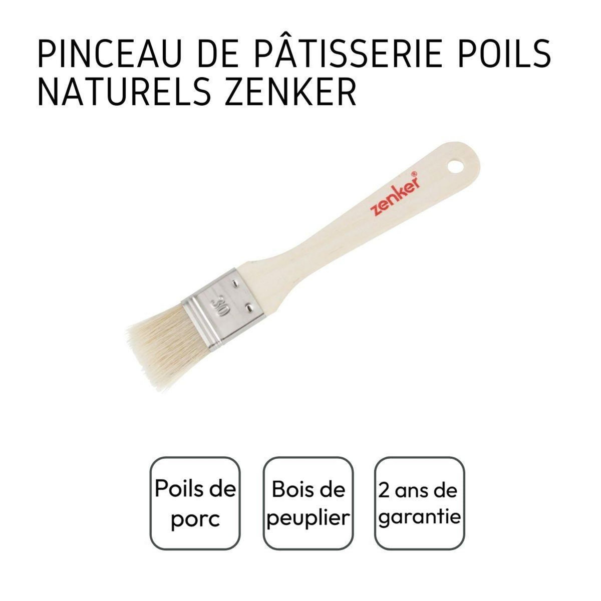 ZENKER Pinceau de cuisine et de pâtisserie 19 cm en poils naturels Zenker