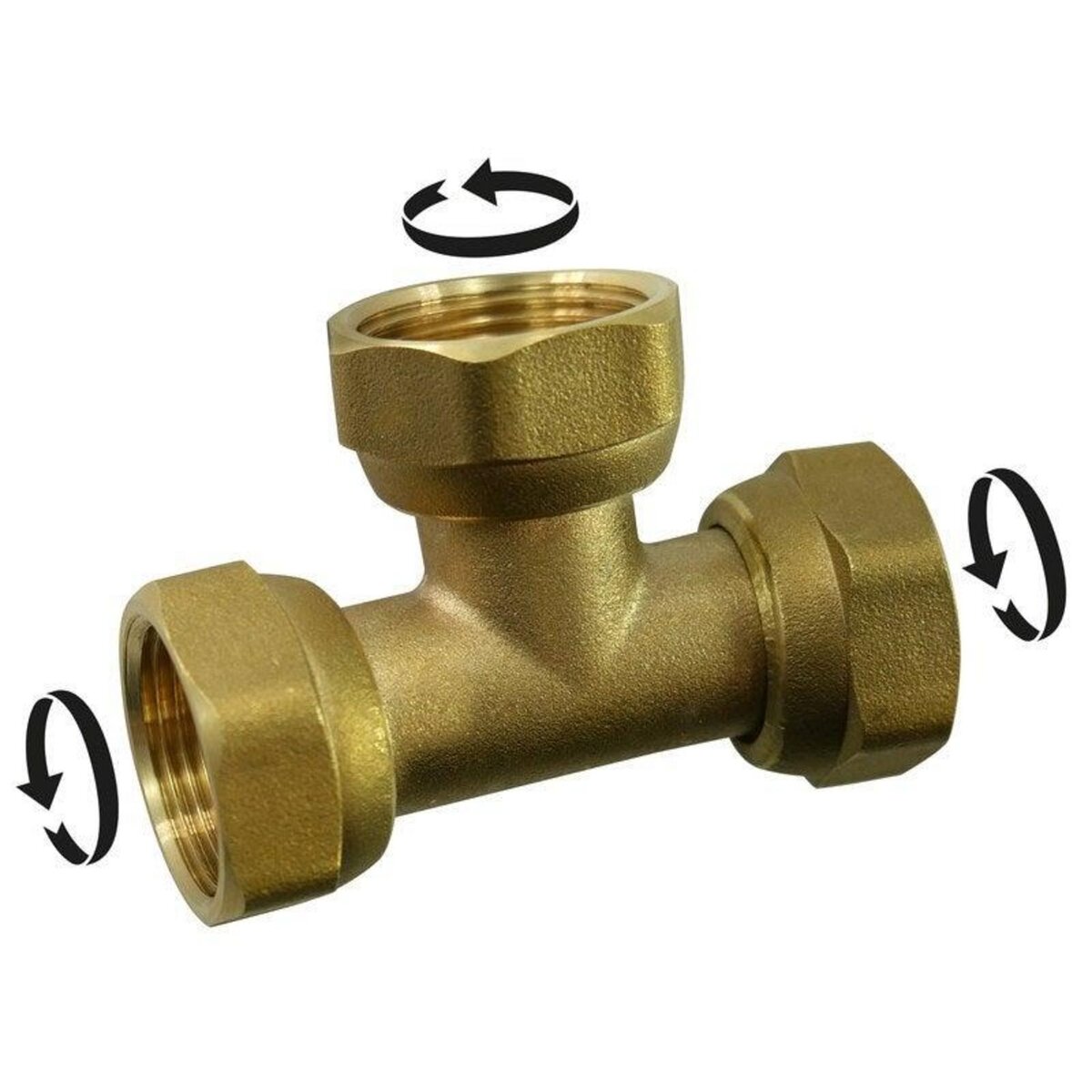CENTRALE BRICO Té triple à visser laiton F 12 x 17 pour tube en cuivre