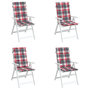Voir la diapositive 4 : VIDAXL Coussins de chaise jardin dossier haut lot de 4 carreaux rouges