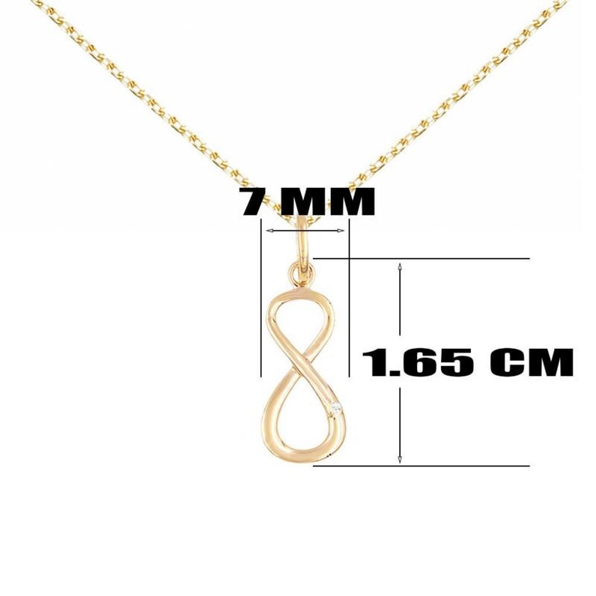 Voir la diapositive 4 : L'ATELIER D'AZUR Collier - Pendentif Or Jaune et Diamant - Motif Infini / Infinity - Chaine Dorée