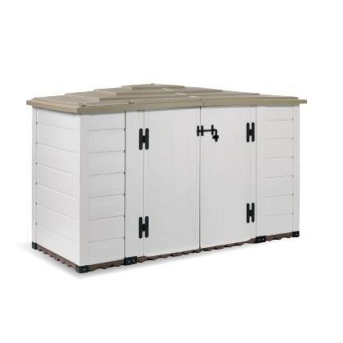 Coffre de rangement jardin rangement à vélo résine - 1930L - Beige et marron clair - BOX EVO 200