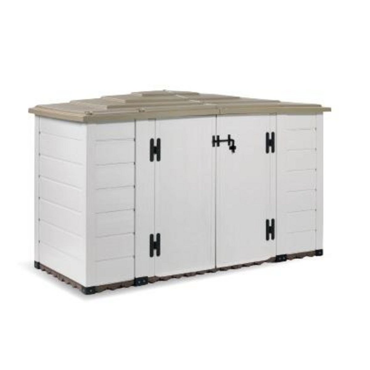 Coffre de rangement jardin rangement à vélo résine - 1930L - Beige et marron clair - BOX EVO 200