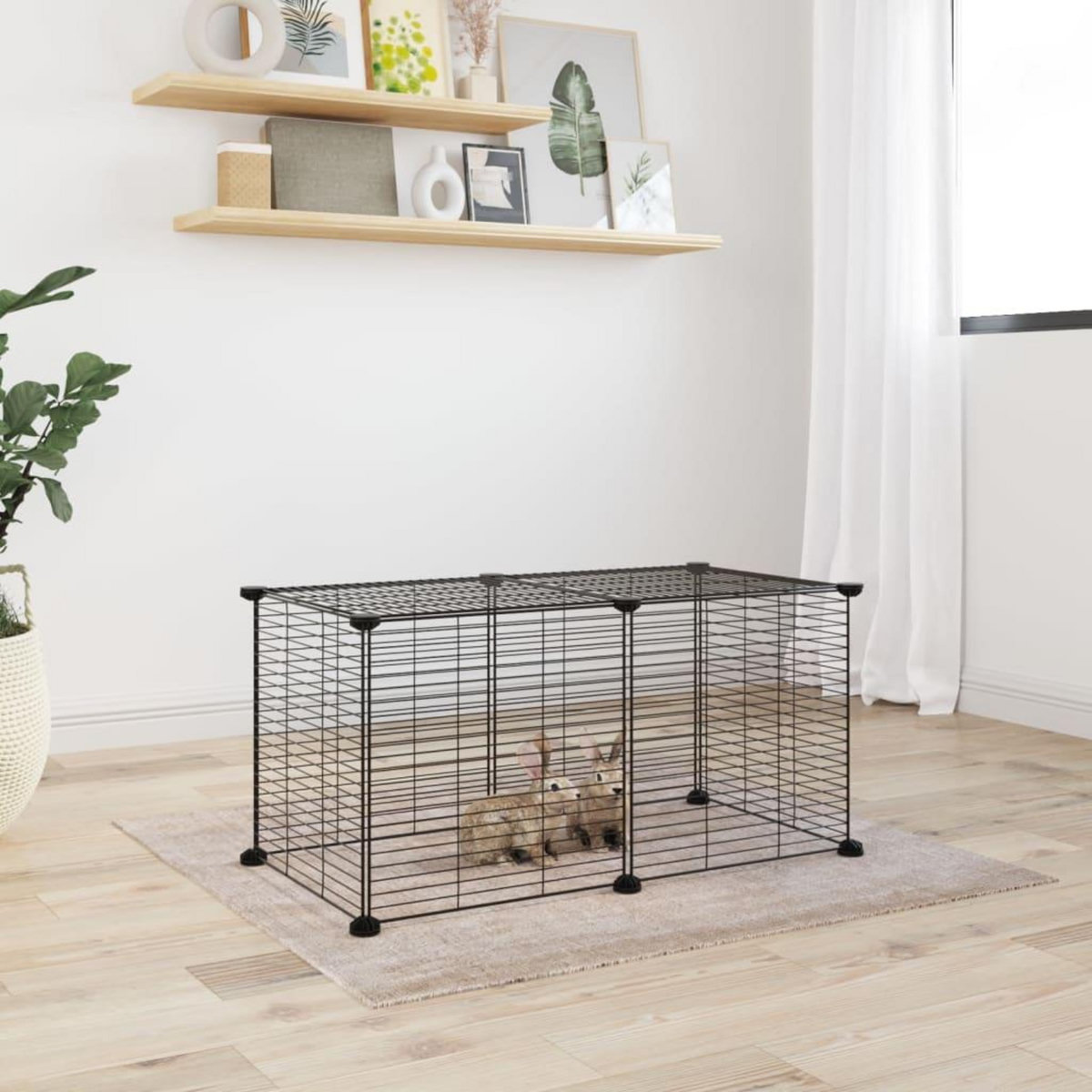 VIDAXL Cage animaux de compagnie a 8 panneaux Noir 35x35 cm Acier
