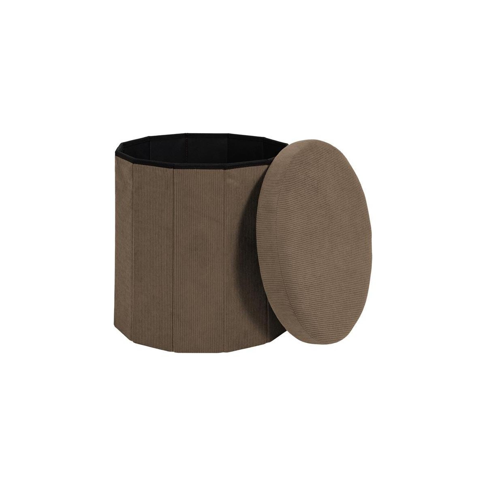 Voir la diapositive 2 : The Home Deco Factory Pouf coffre pliable côtelé  jules  38cm taupe
