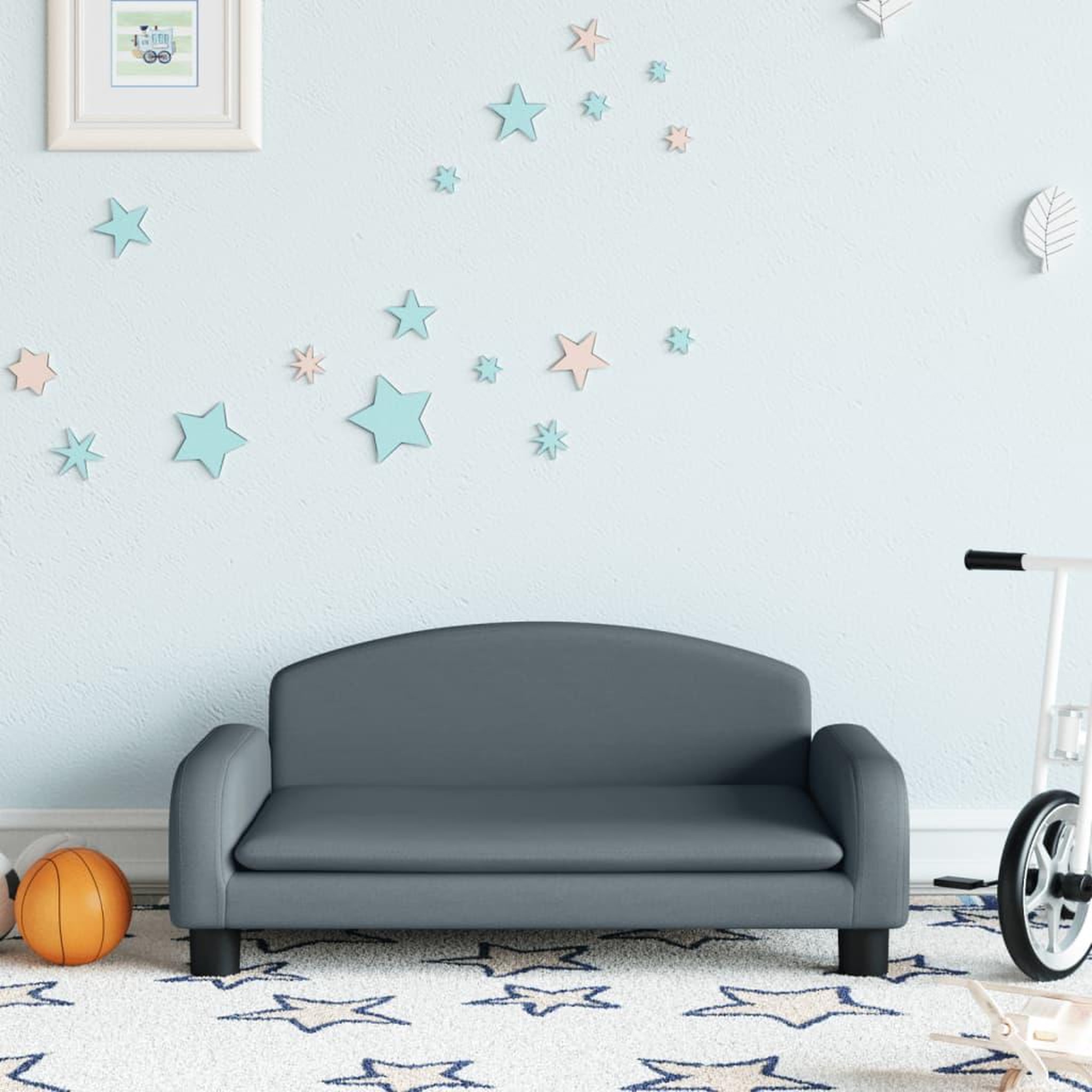 VIDAXL Canape pour enfants gris fonce 70x45x30 cm tissu