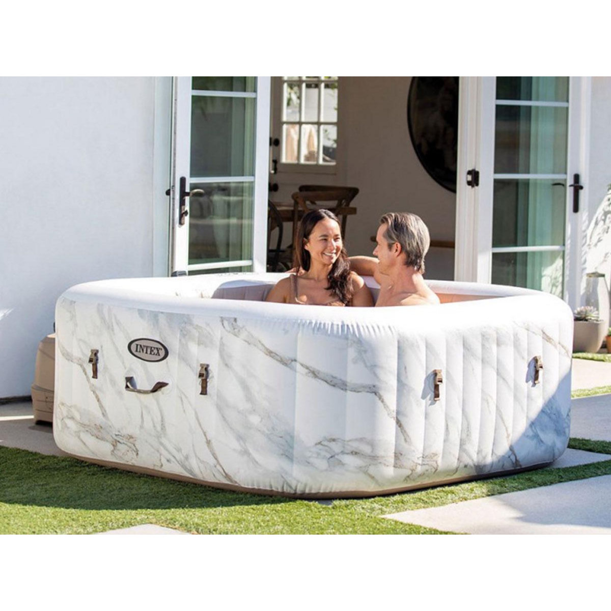 INTEX Spa gonflable PureSpa Calacatta carré Bulles 4 places - Intex