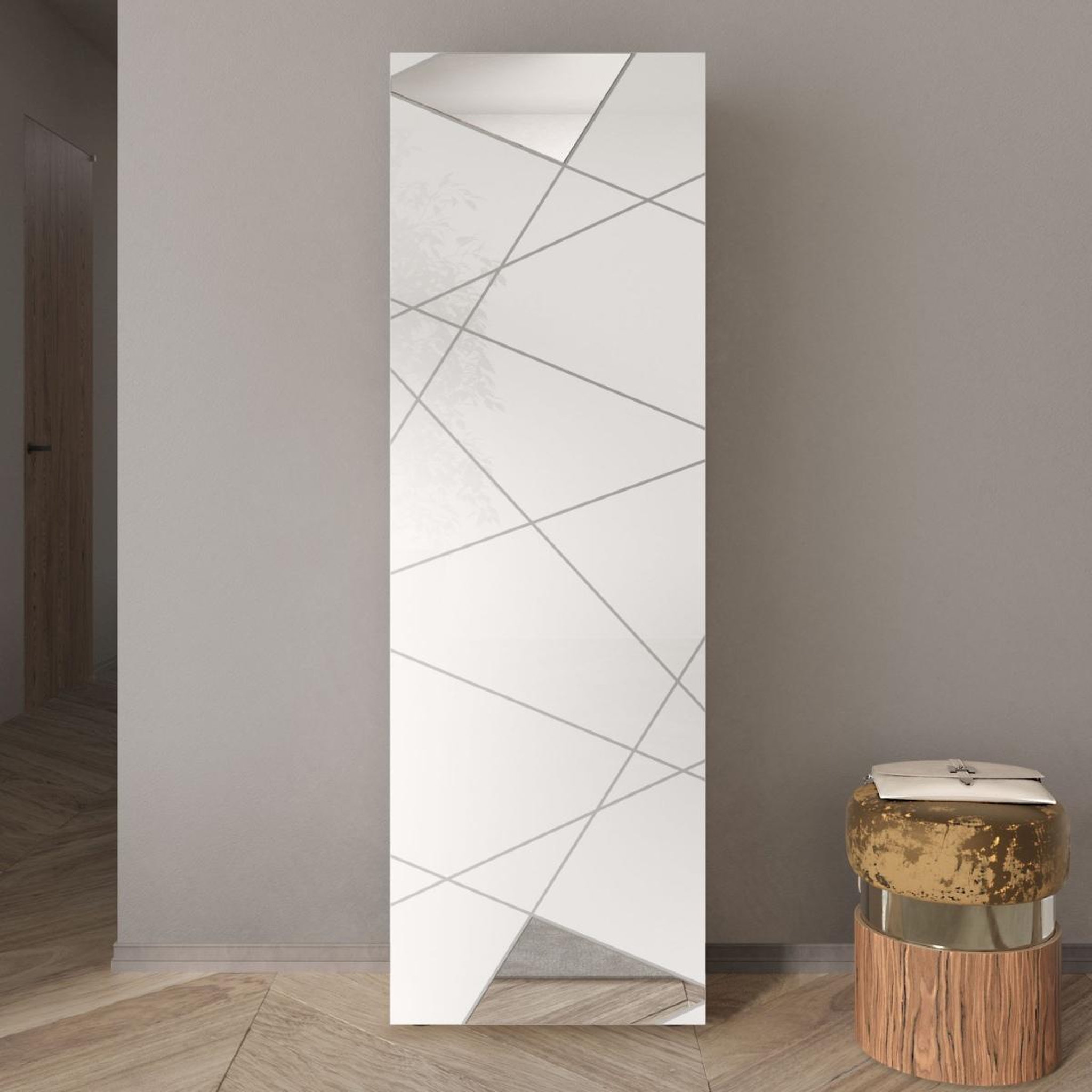 Voir la diapositive 2 : JLC KREATION Armoire moderne 1 porte laqué blanc ANTONIA