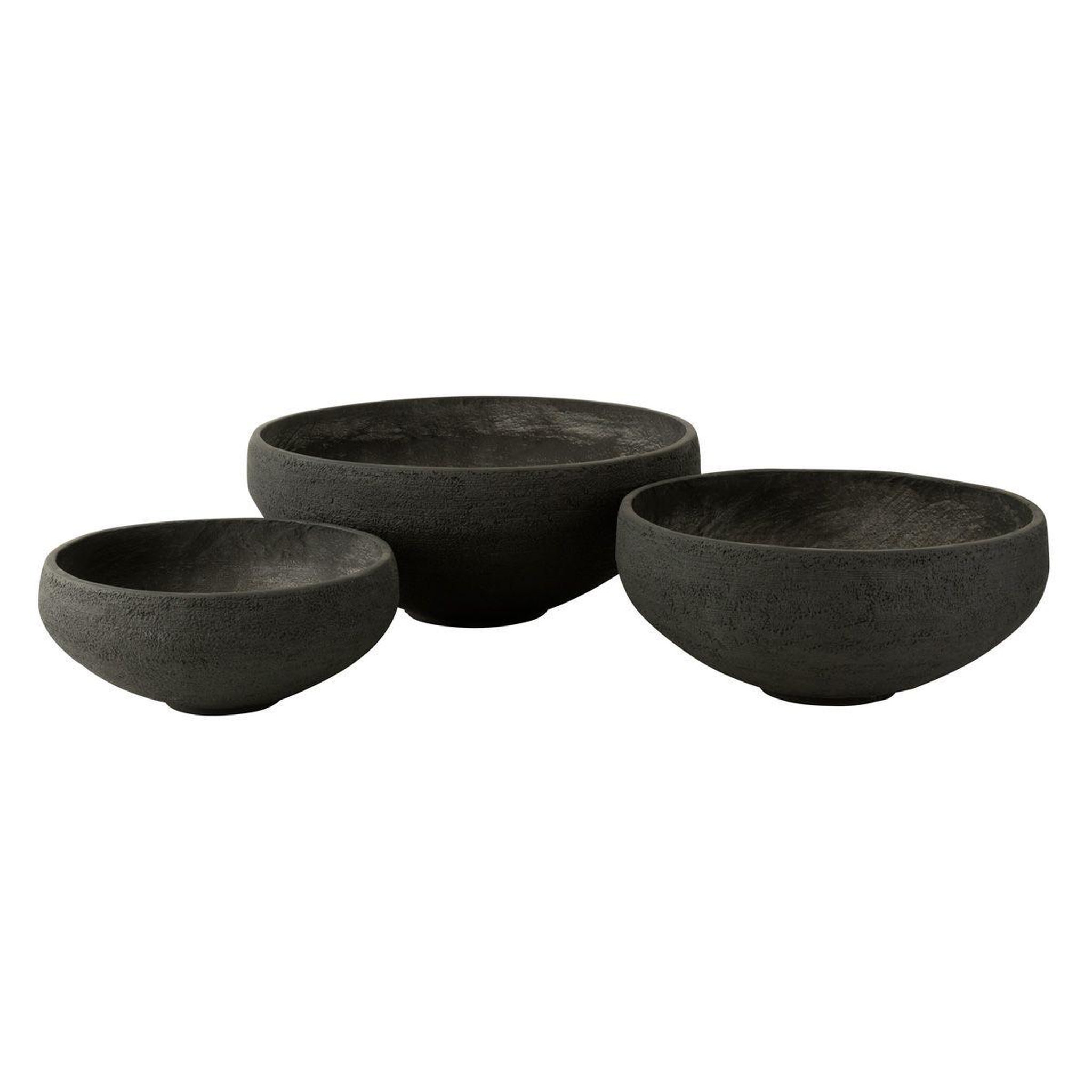 J-LINE Lot de 3 cache-pots en argile  abel  69cm noir