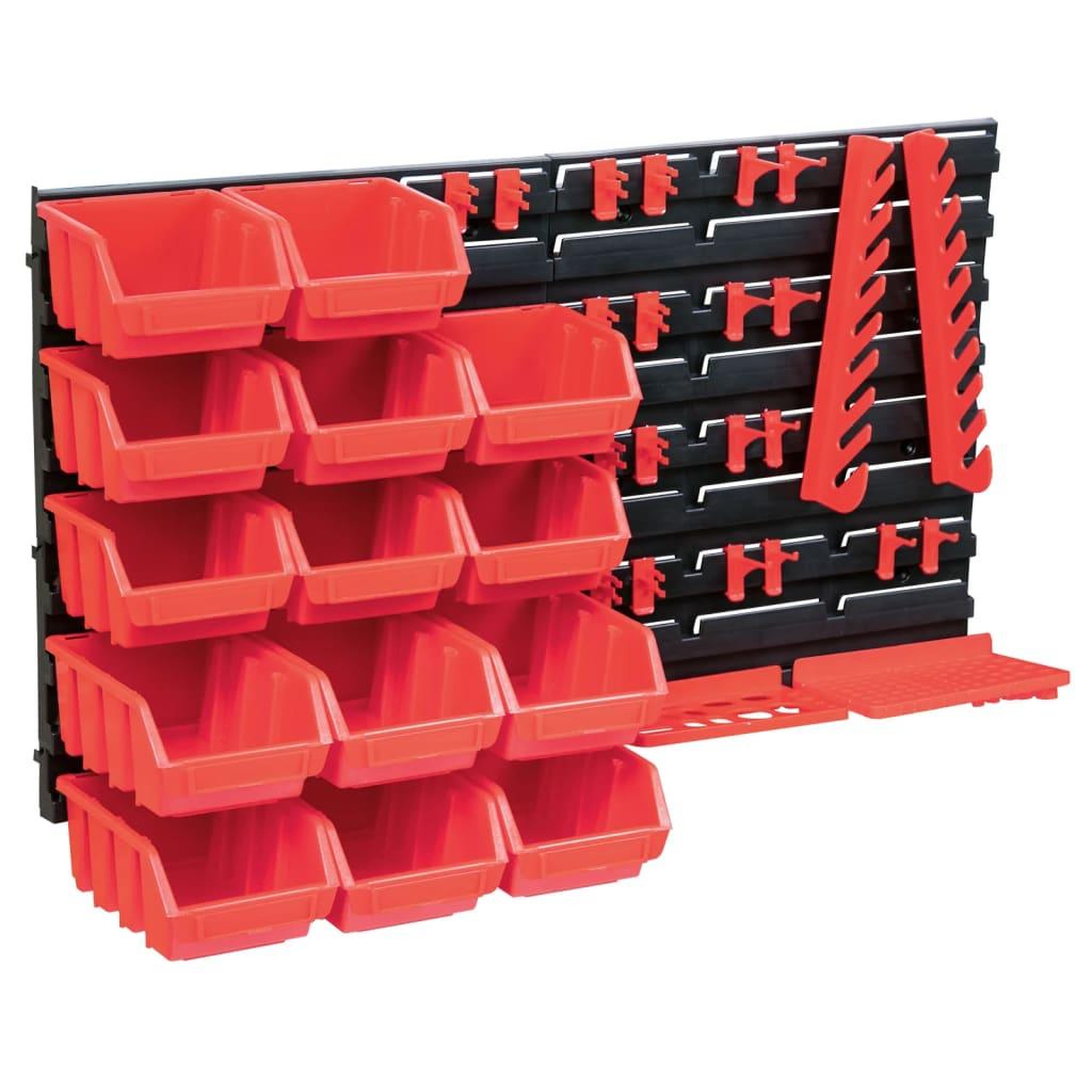 VIDAXL Kit de bacs de stockage et panneaux muraux 39 pcs rouge et noir