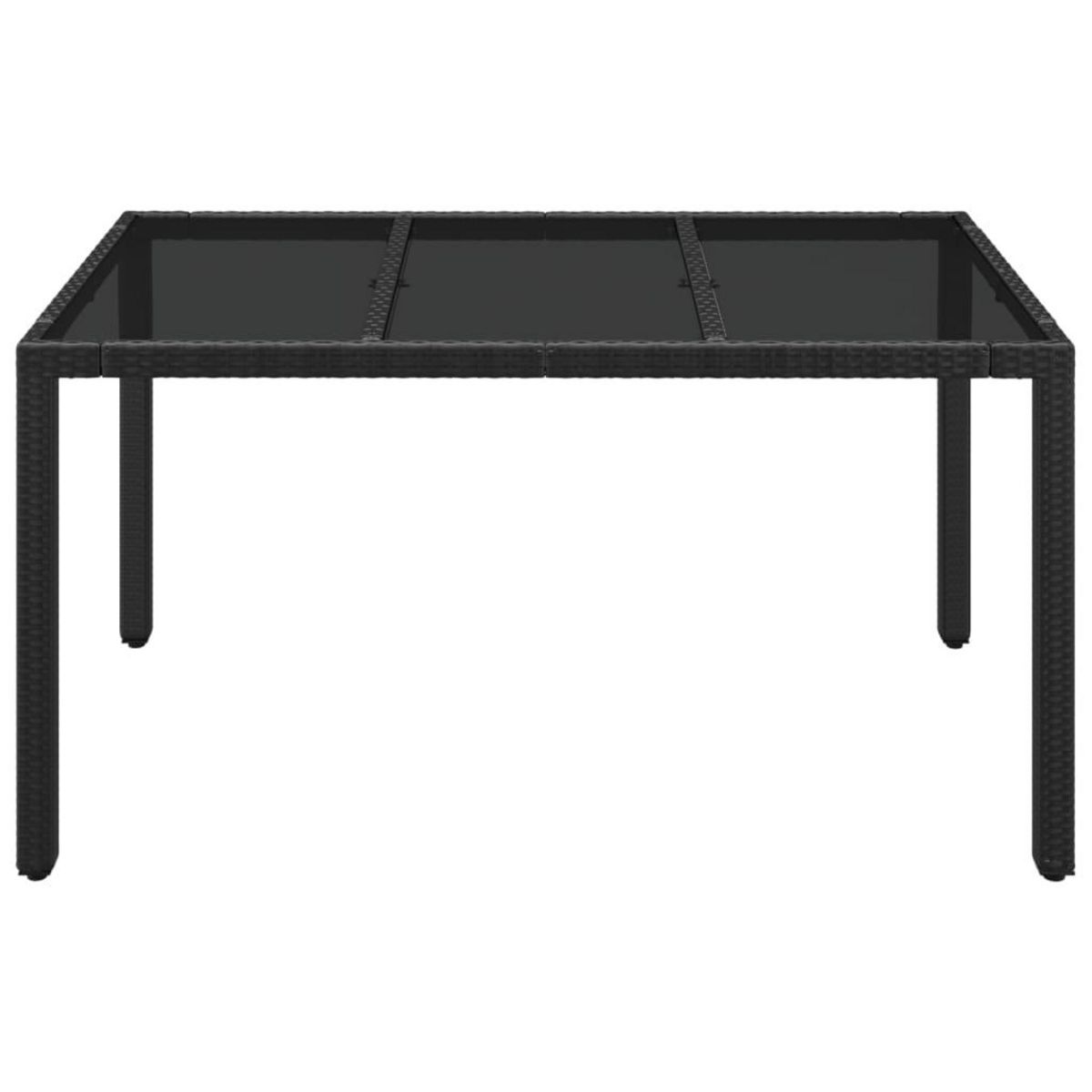 VIDAXL Table de jardin dessus en verre Noir 150x90x75cm Resine tressee