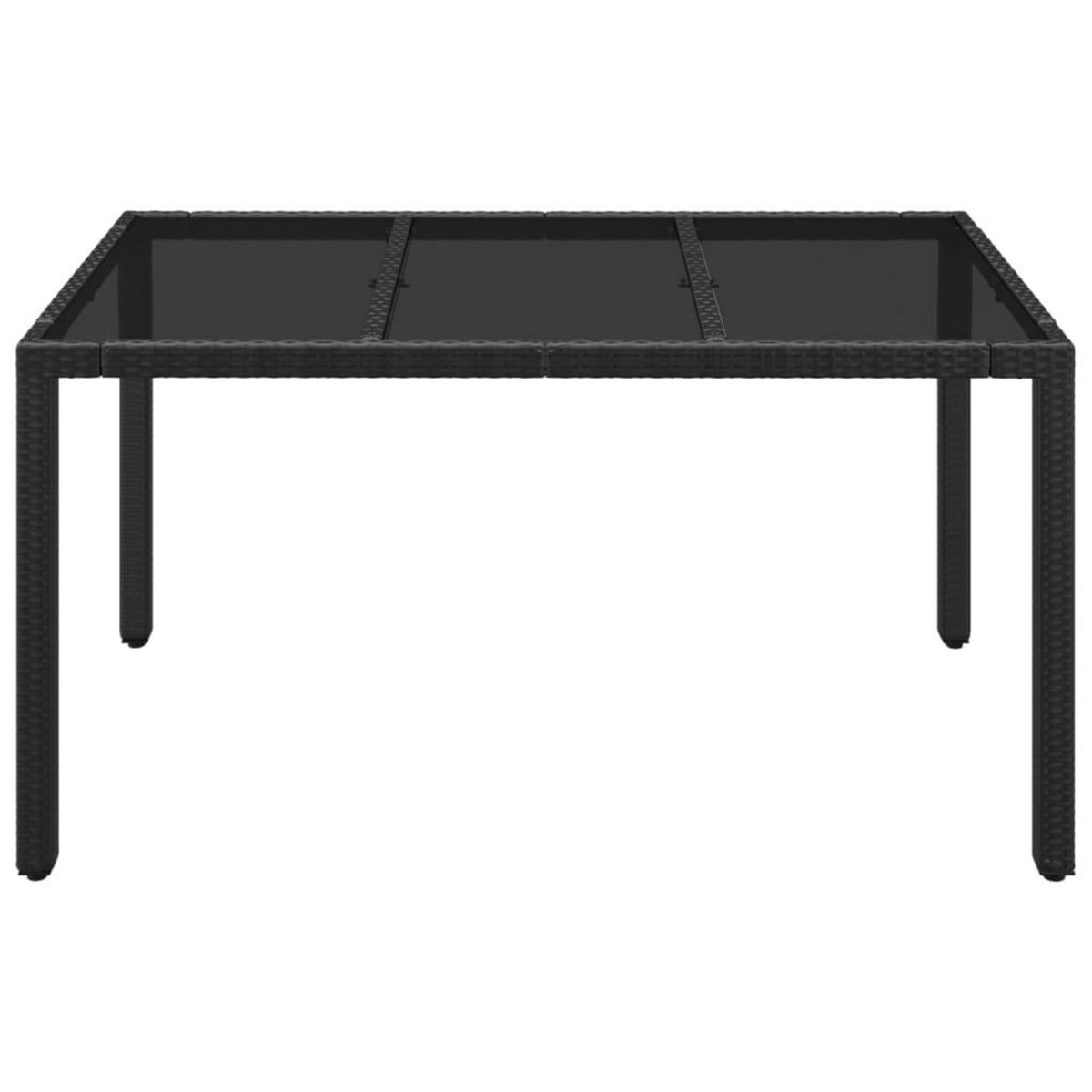 VIDAXL Table de jardin dessus en verre Noir 150x90x75cm Resine tressee