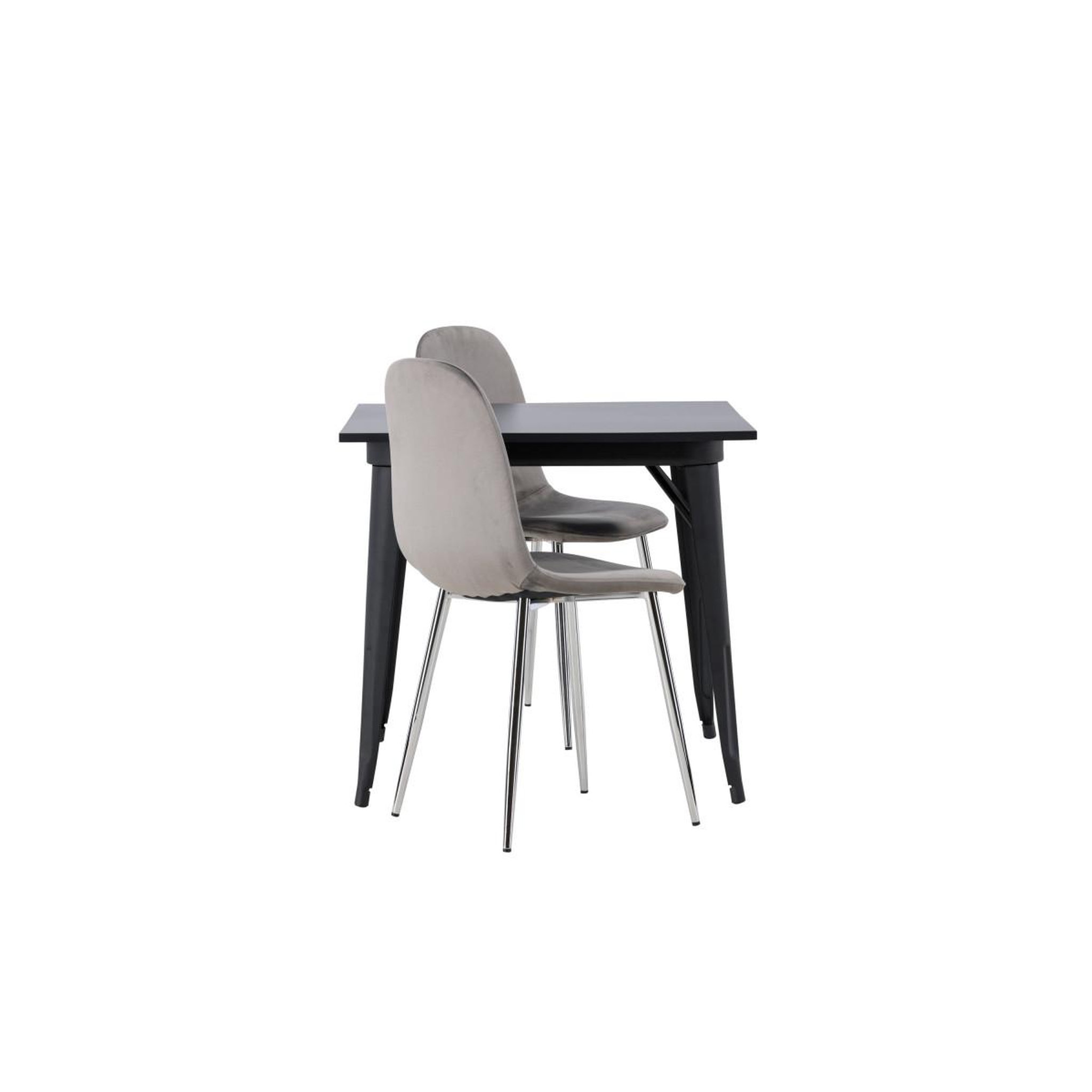 Voir la diapositive 3 : Paris Prix Ensemble table à manger & 2 chaises  tempe & eva  80cm noir & gris