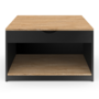 Voir la diapositive 4 : ID MARKET Table basse plateau relevable carrée ELEA avec coffre bois noir et façon hêtre