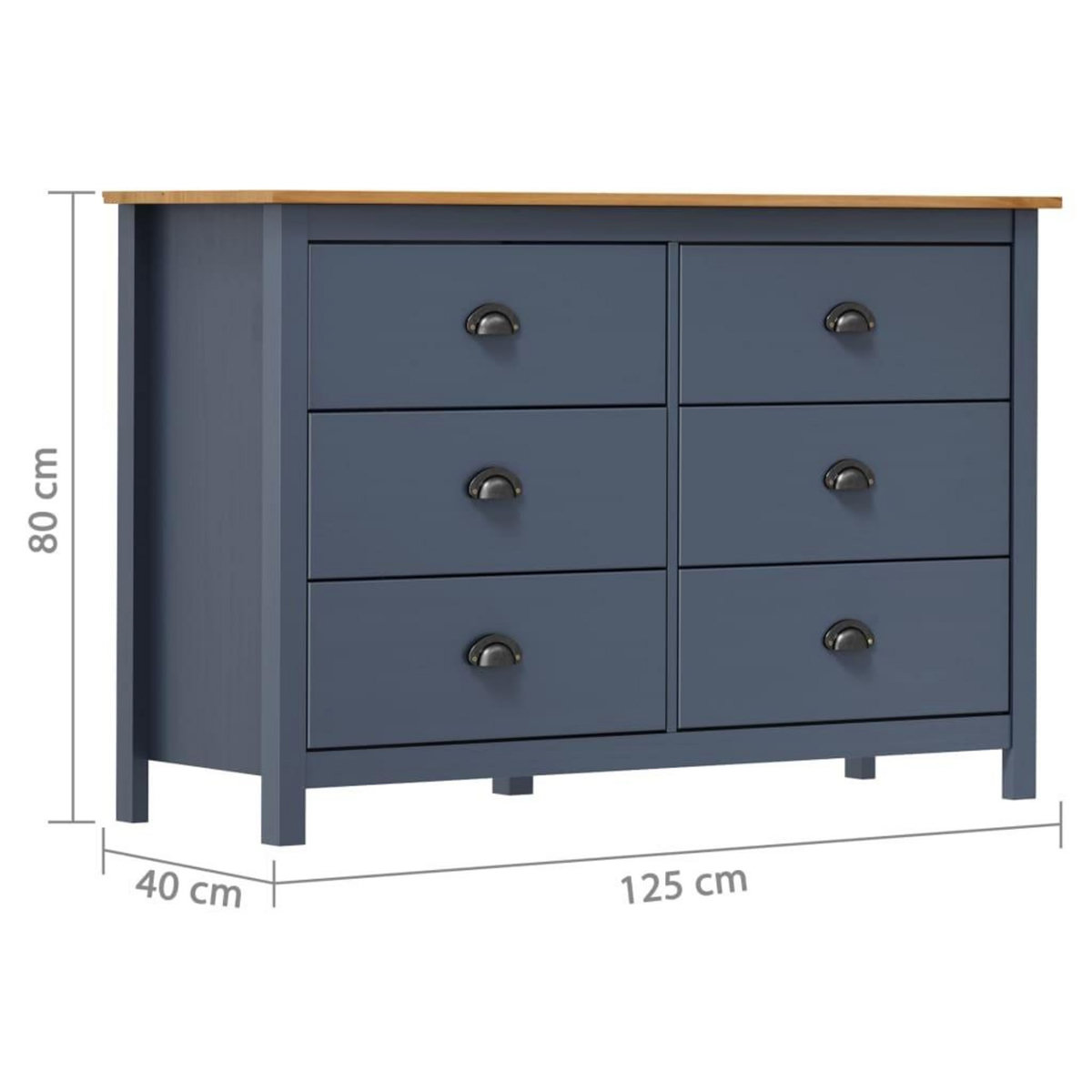 VIDAXL Buffet Hill Gris 125x40x80 cm Bois de pin solide