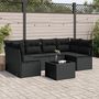 Voir la diapositive 1 : VIDAXL Salon de jardin 7 pcs avec coussins noir resine tressee
