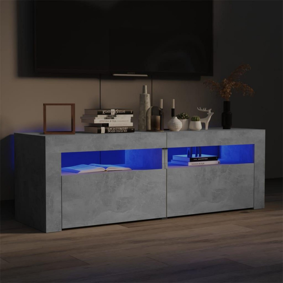 VIDAXL Meuble TV avec lumieres LED gris beton 120x35x40 cm