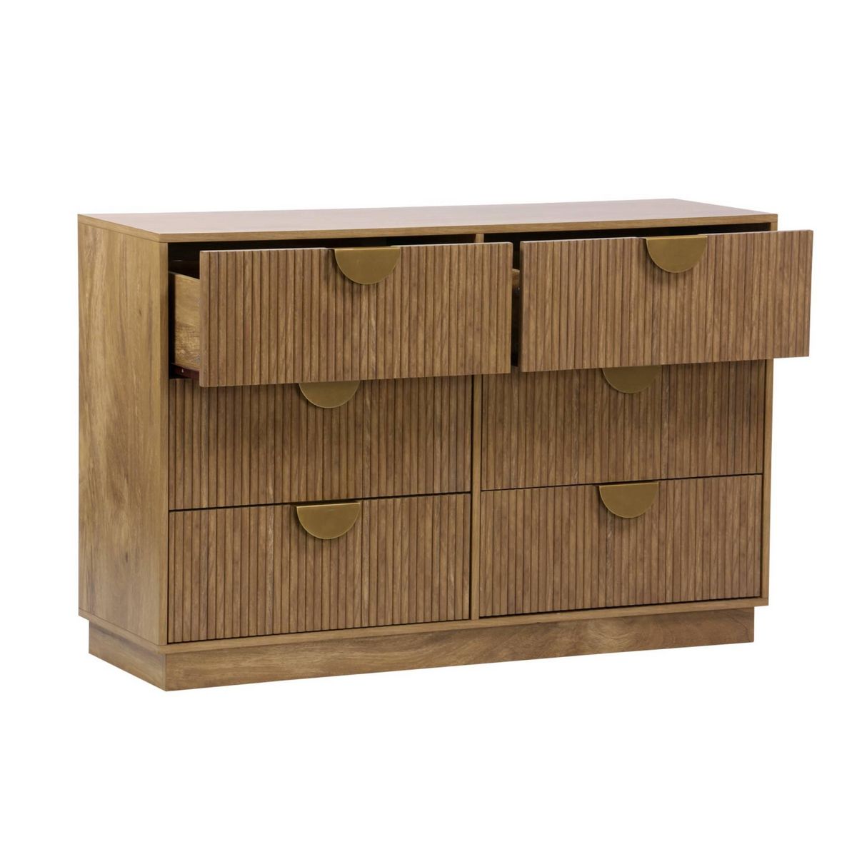 SWEEEK Commode décor bois de manguier rainuré 6 tiroirs - 120 x 39 x 79 cm - Celian