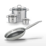 ELO Lot de 3 Faitouts 14/20/26cm & Poêle 24cm Elo Relief Solution