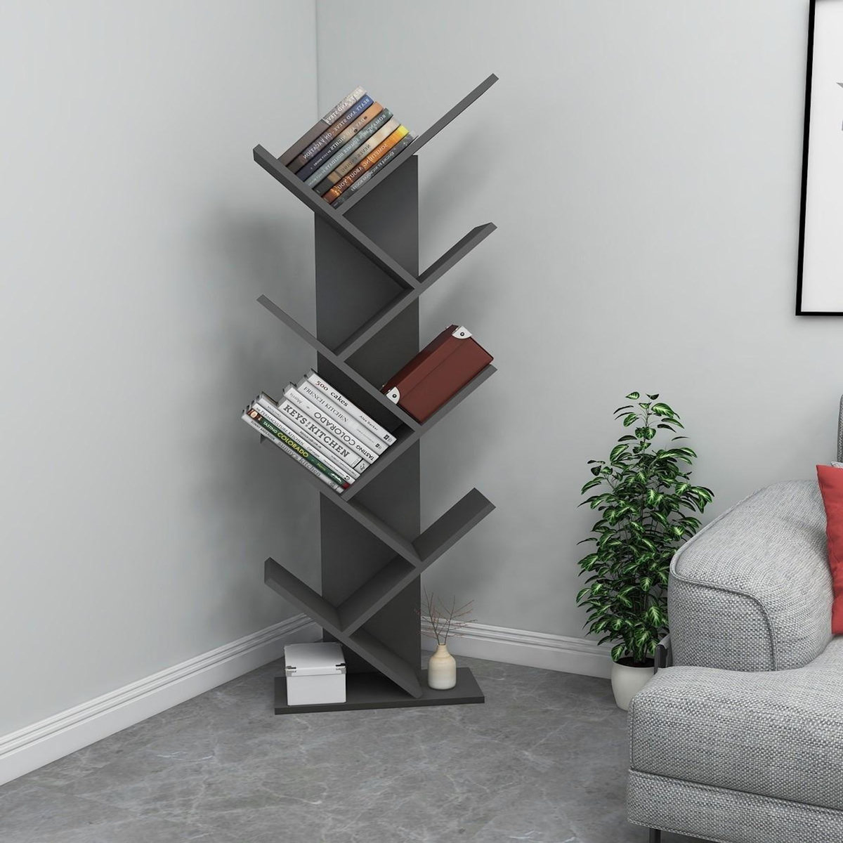 Habitat et Jardin Bibliothèque en bois  Hitit  46 x 22 x 128,5 cm - Anthracite