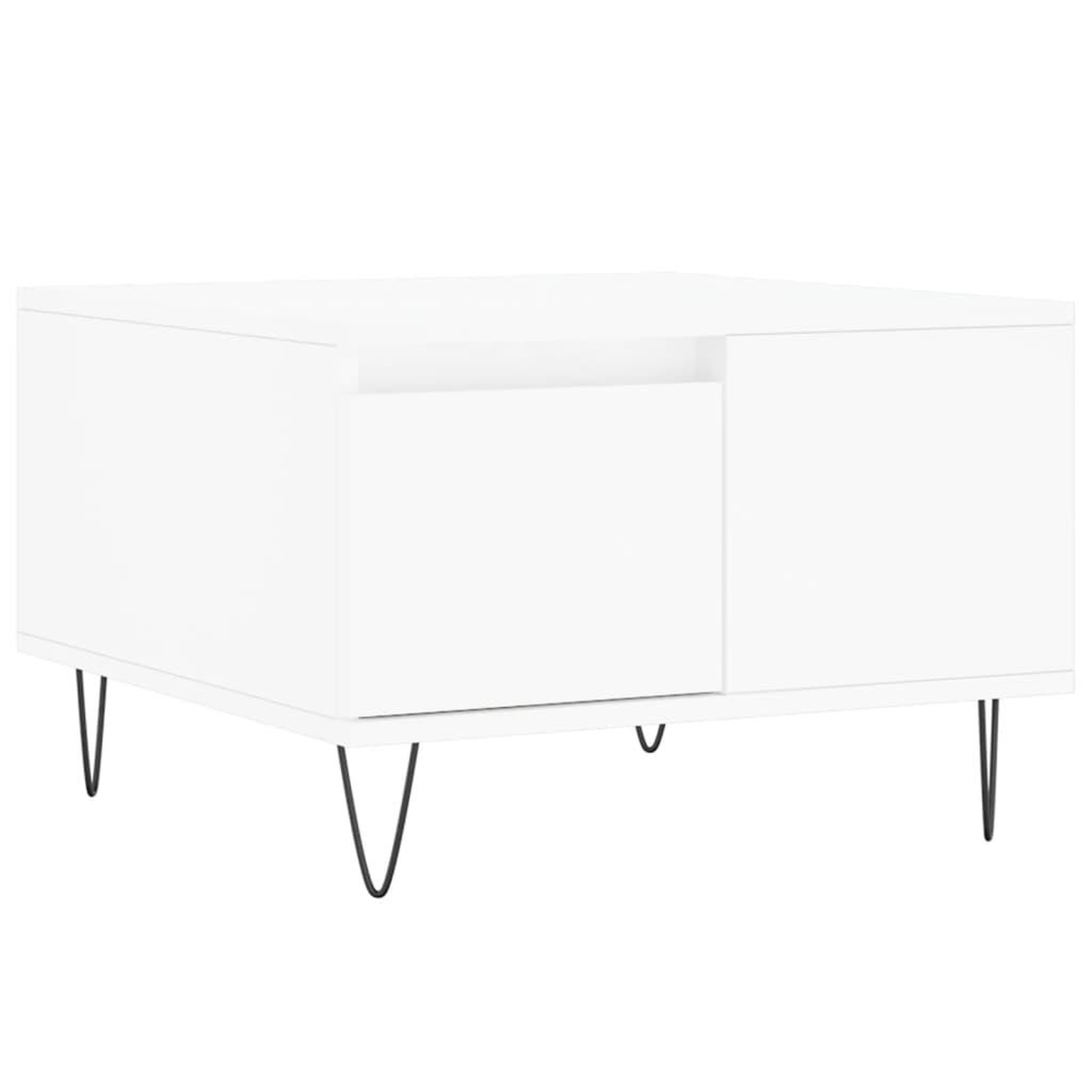 Voir la diapositive 2 : VIDAXL Table basse blanc 55x55x36,5 cm bois d'ingenierie