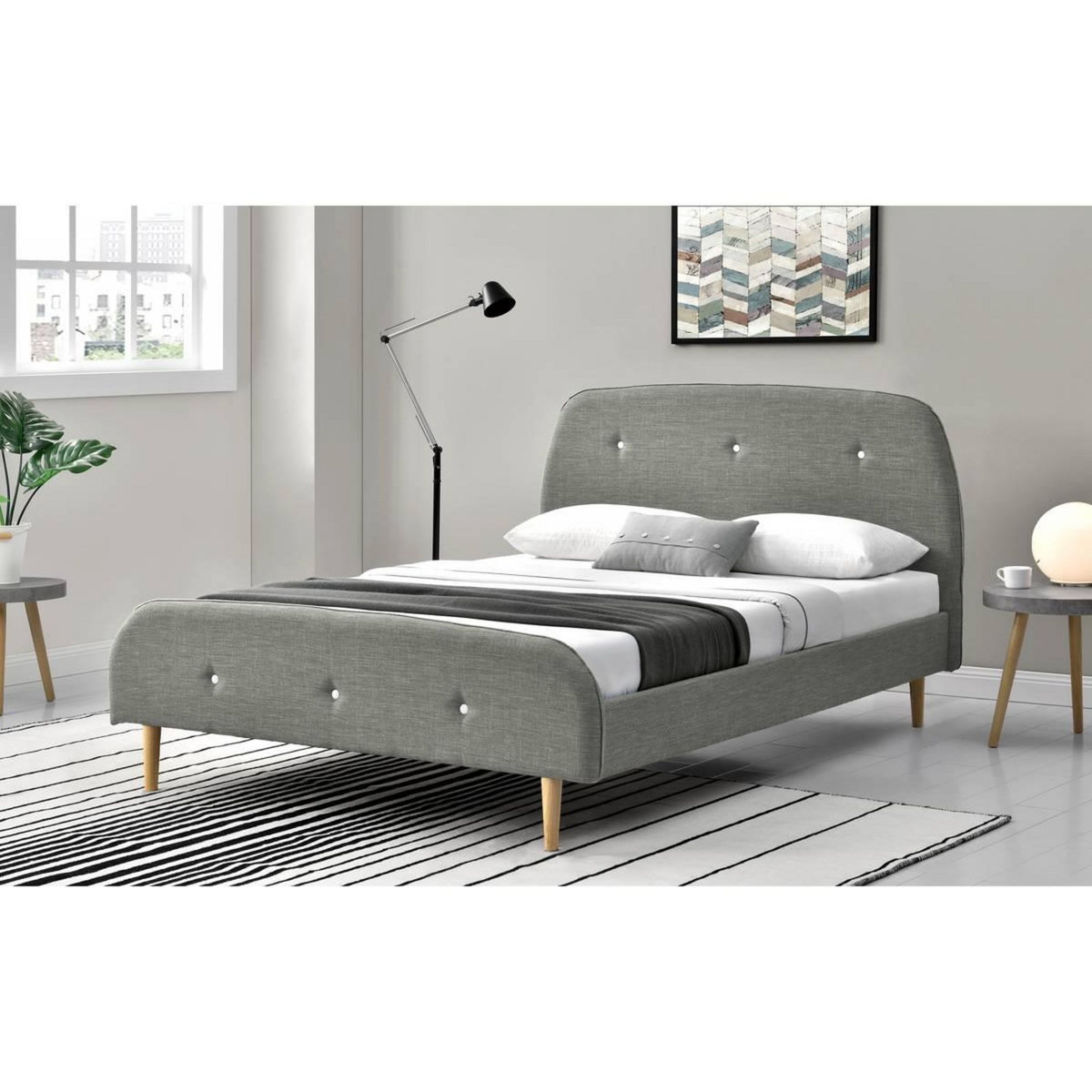 Habitat et Jardin Lit  Nancy  - 180 x 200 cm - Gris