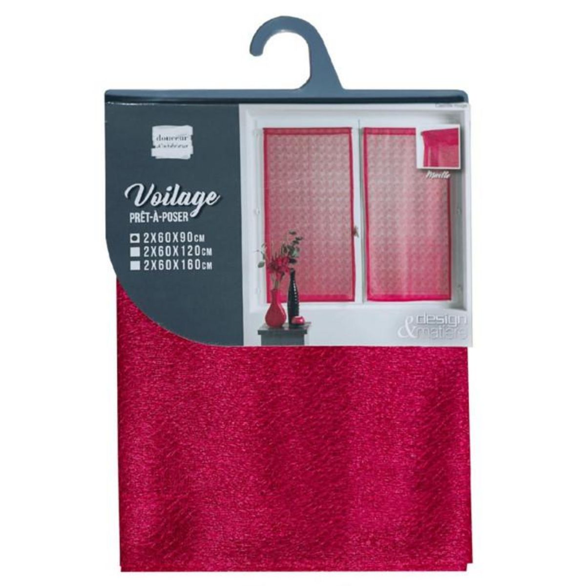 Paris Prix Paire de Voilages  Castille  60x90cm Rouge