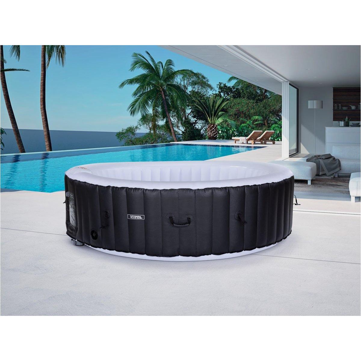 Habitat et Jardin Spa gonflable  St Tropez  6 places - rond - Noir