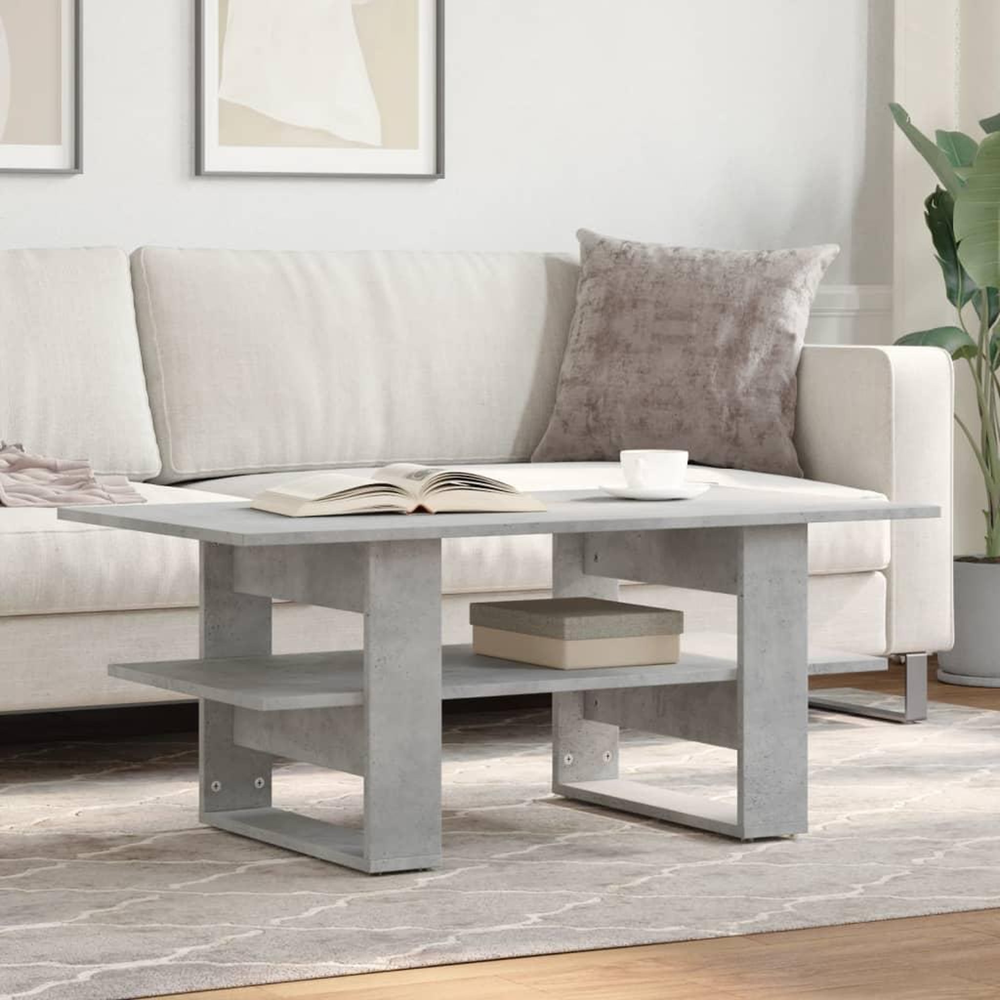 VIDAXL Table basse gris beton 102x55x42 cm bois d'ingenierie