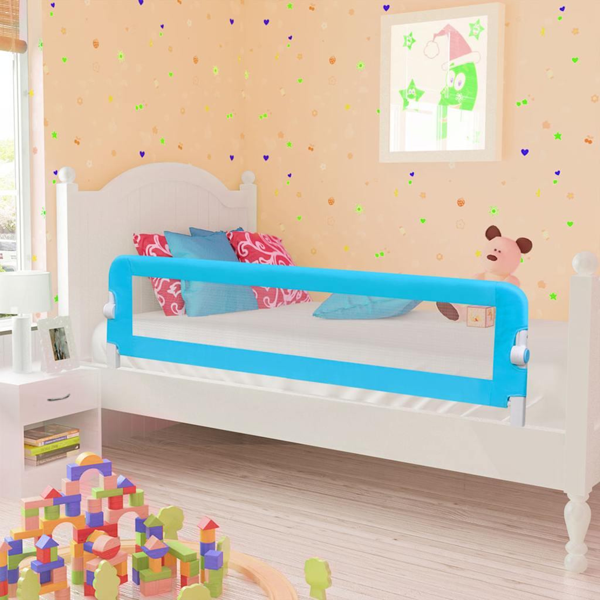 Voir la diapositive 1 : VIDAXL Barriere de securite de lit d'enfant Bleu 120x42 cm Polyester