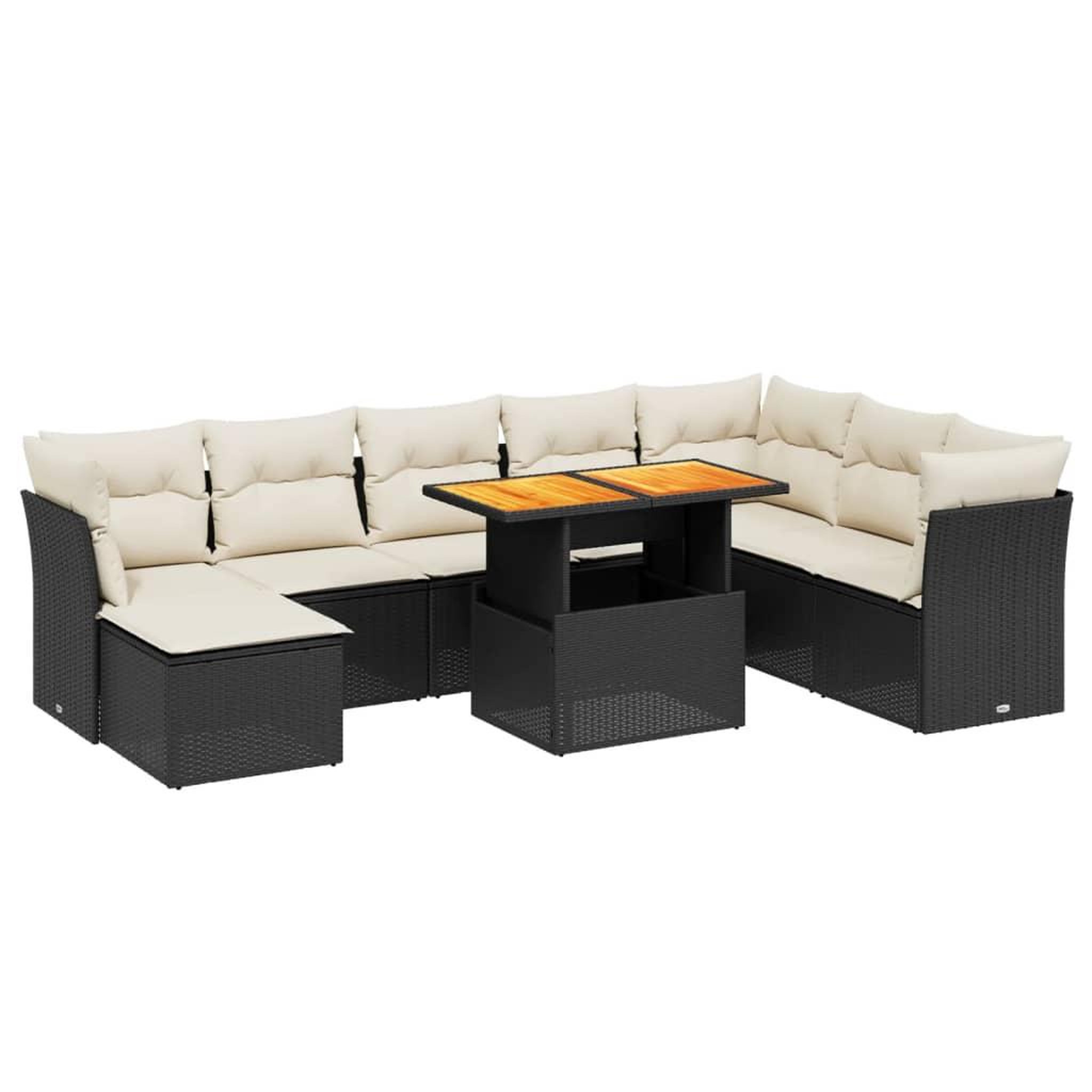 Voir la diapositive 2 : VIDAXL Salon de jardin 9 pcs avec coussins noir resine tressee