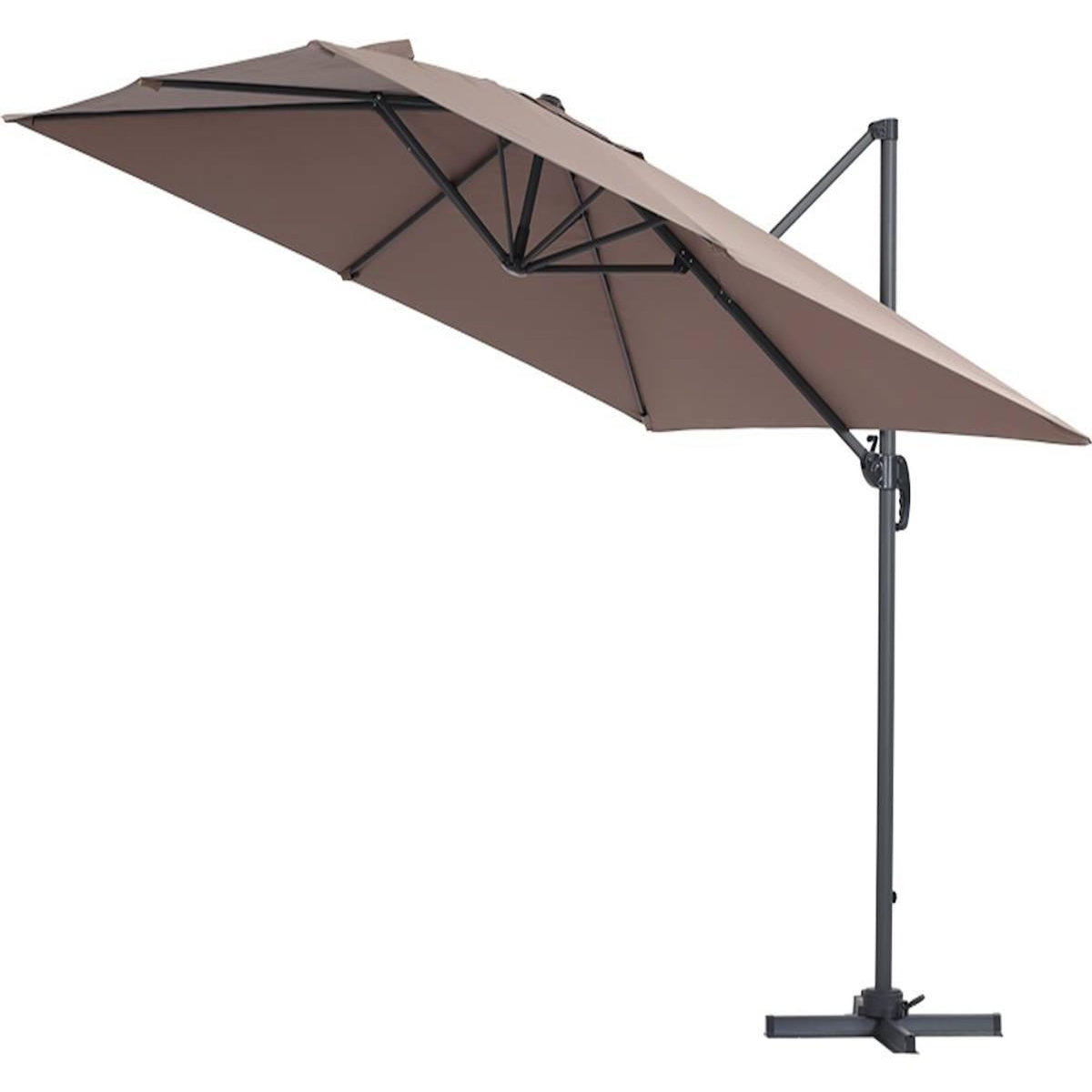 Habitat et Jardin Parasol jardin déporté Alu  Sun 3  - Carré - 3 x 3 m - Taupe + housse de protection