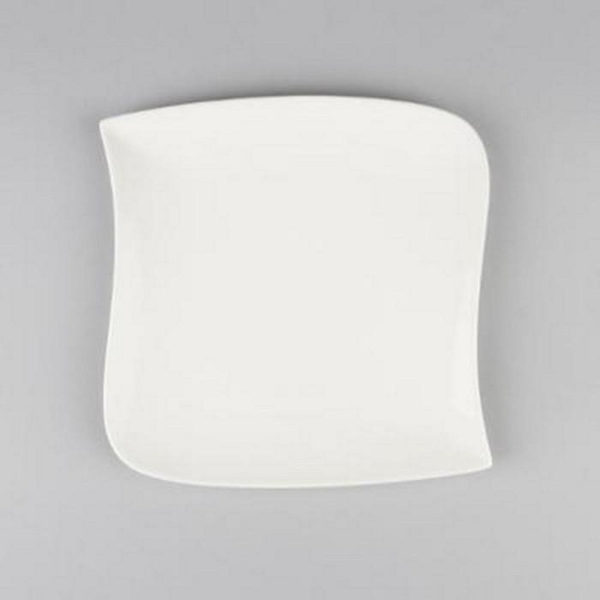 SECRET DE GOURMET Lot de 6 Assiettes à Dessert Carrées  Vague  22cm Blanc