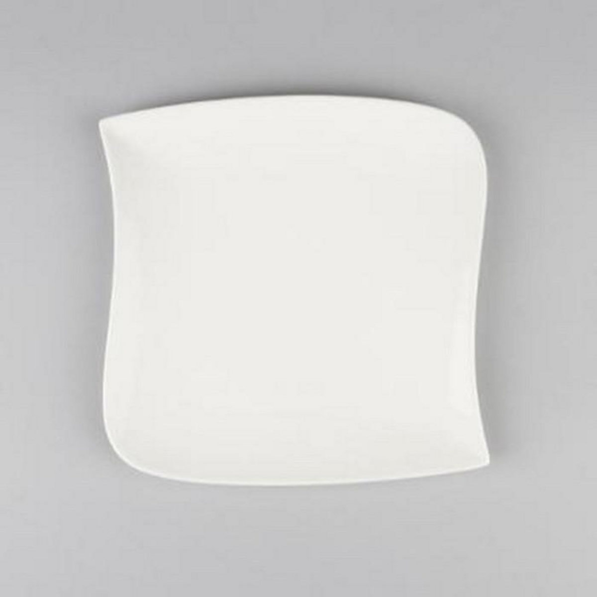 SECRET DE GOURMET Lot de 6 Assiettes à Dessert Carrées  Vague  22cm Blanc