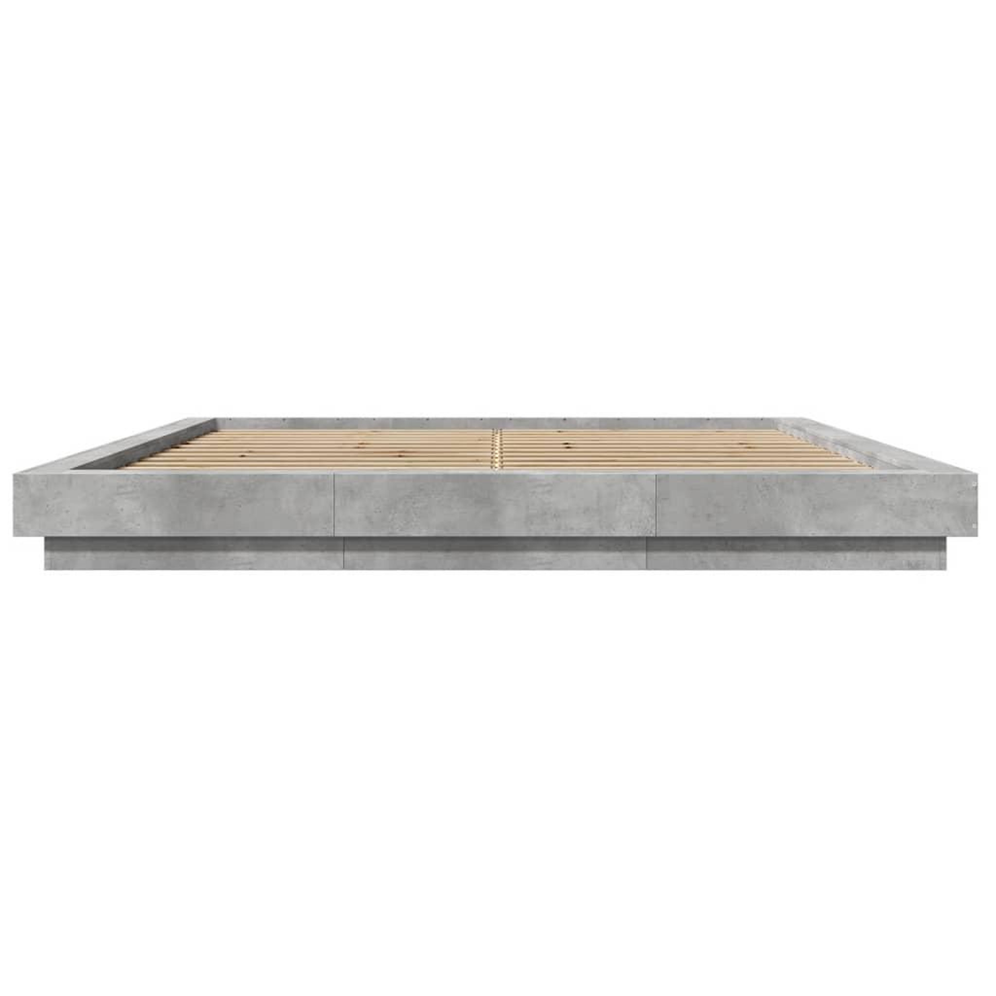 Voir la diapositive 5 : VIDAXL Cadre de lit et lumieres LED sans matelas gris beton 180x200 cm