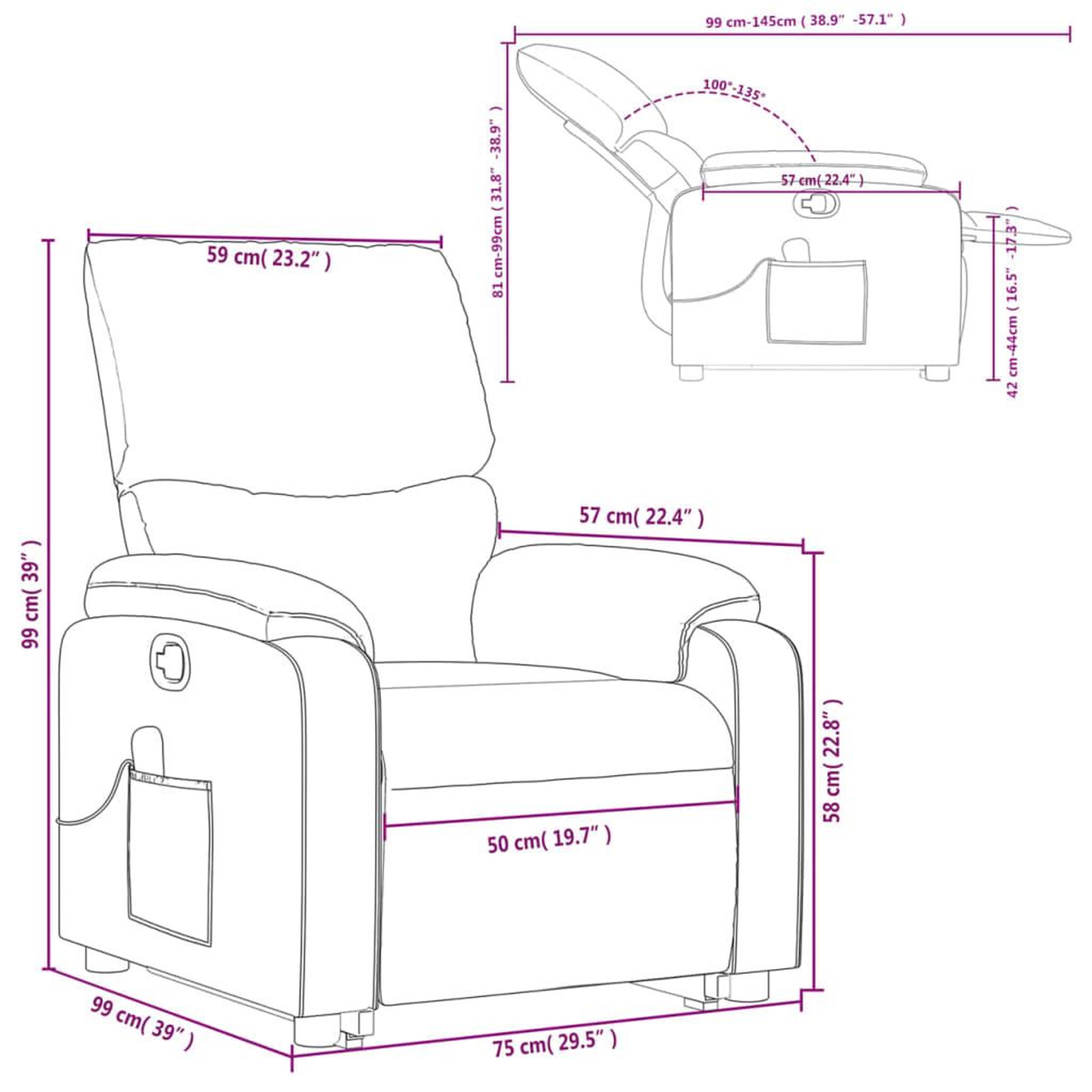 Voir la diapositive 6 : VIDAXL Fauteuil inclinable de massage Marron fonce Tissu