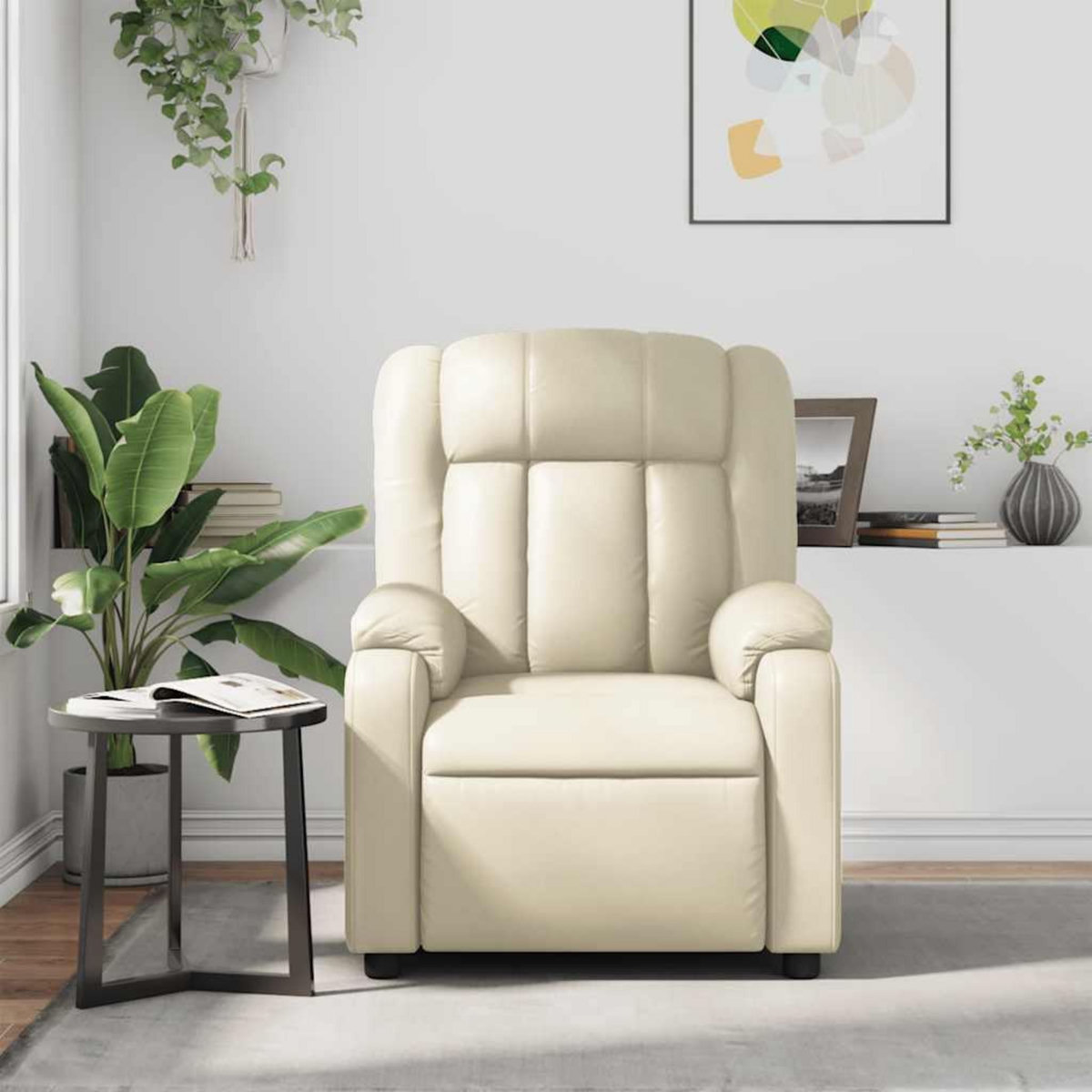 VIDAXL Fauteuil inclinable de massage Creme Similicuir