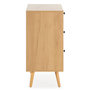 Voir la diapositive 4 : VS VENTA-STOCK Commode nuit Bella 3 tiroirs couleur chêne avec rotin naturel