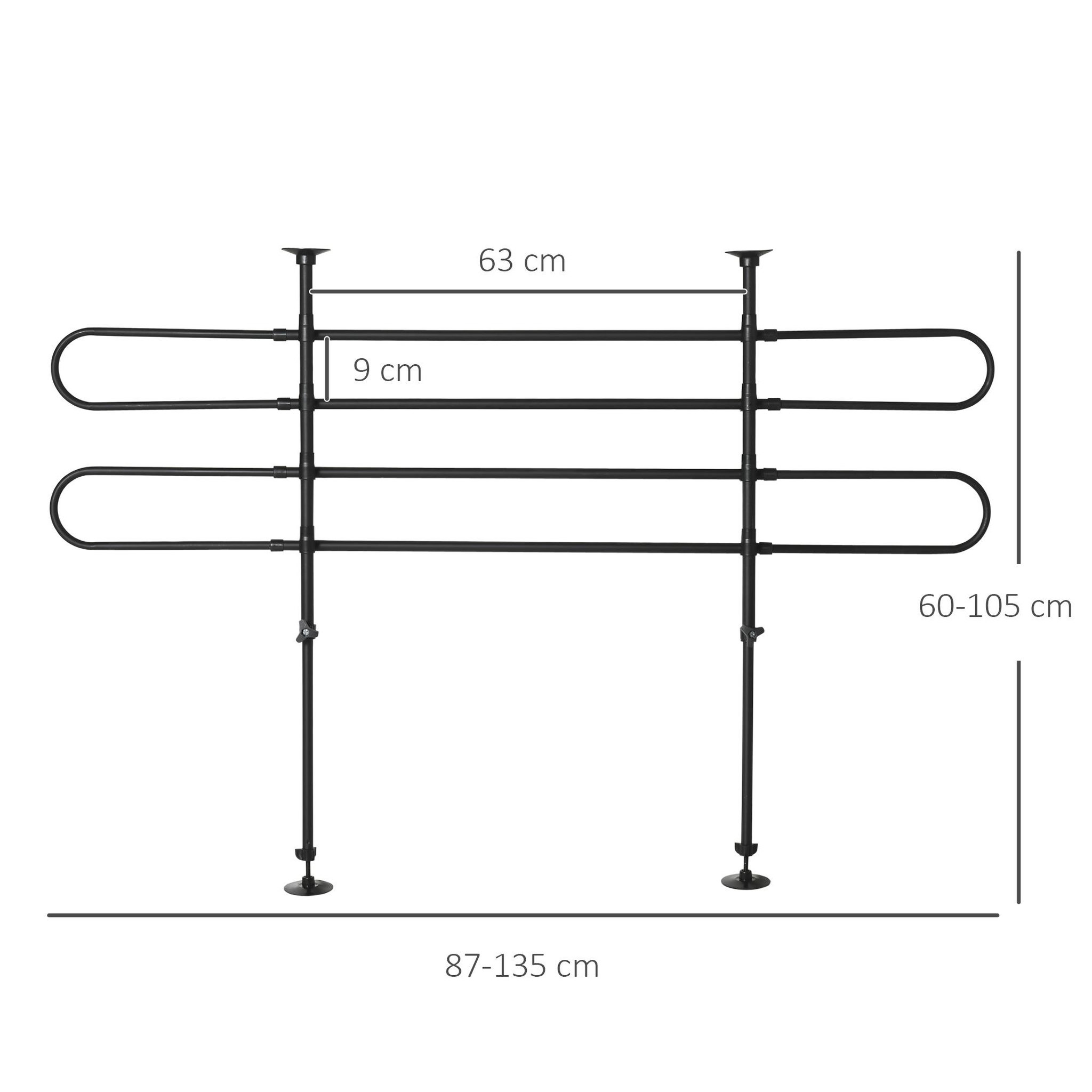 Voir la diapositive 3 : PAWHUT Barrière grille de séparation universelle voiture pour chien réglable 87-135l x 60-105h cm kit complet installation inclus noir
