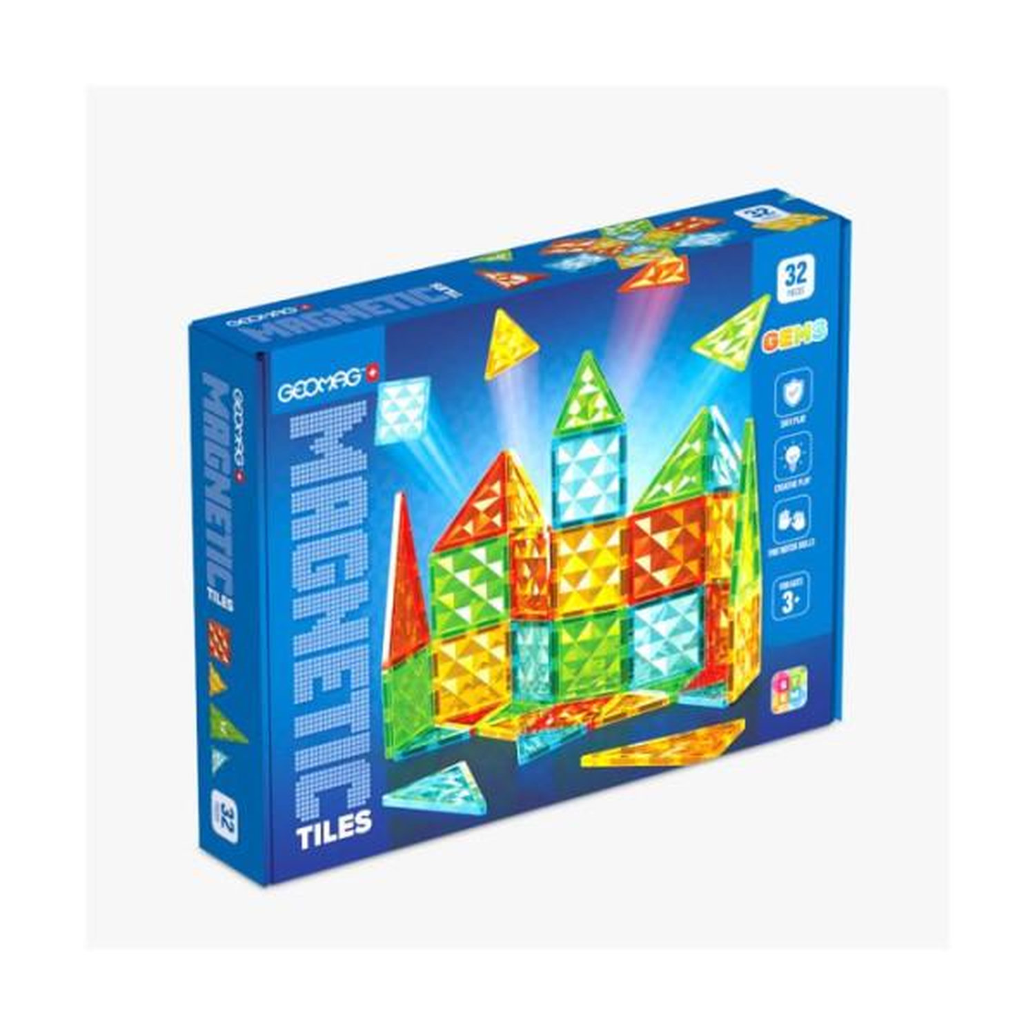 Tuiles magnétiques GEOMAG Tiles Gems 4101 32 pièces Formes géométriques Effet cristal - vue 5
