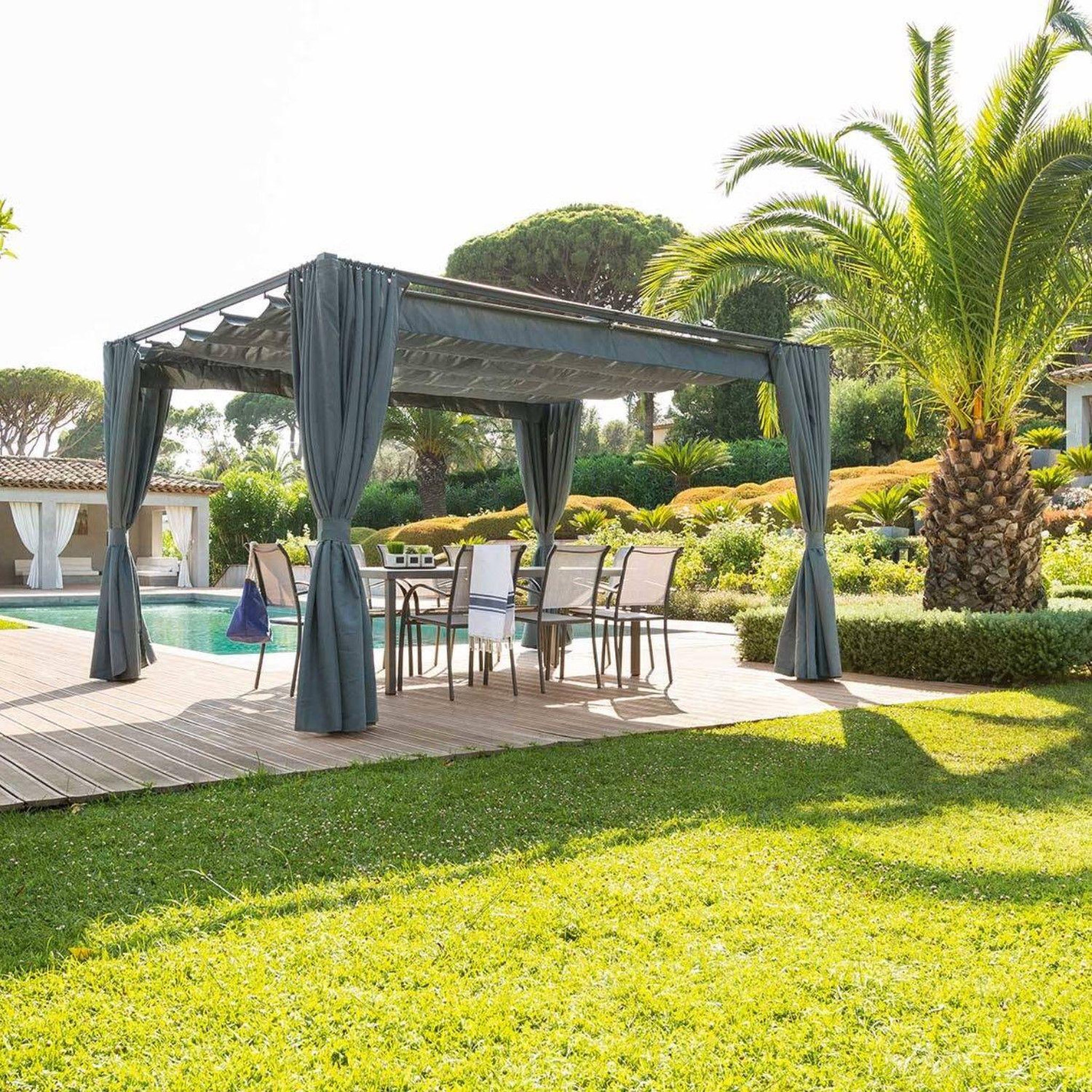 Voir la diapositive 2 : HESPERIDE Tonnelle de jardin palmeira - l. 400 x l. 300 cm - ardoise