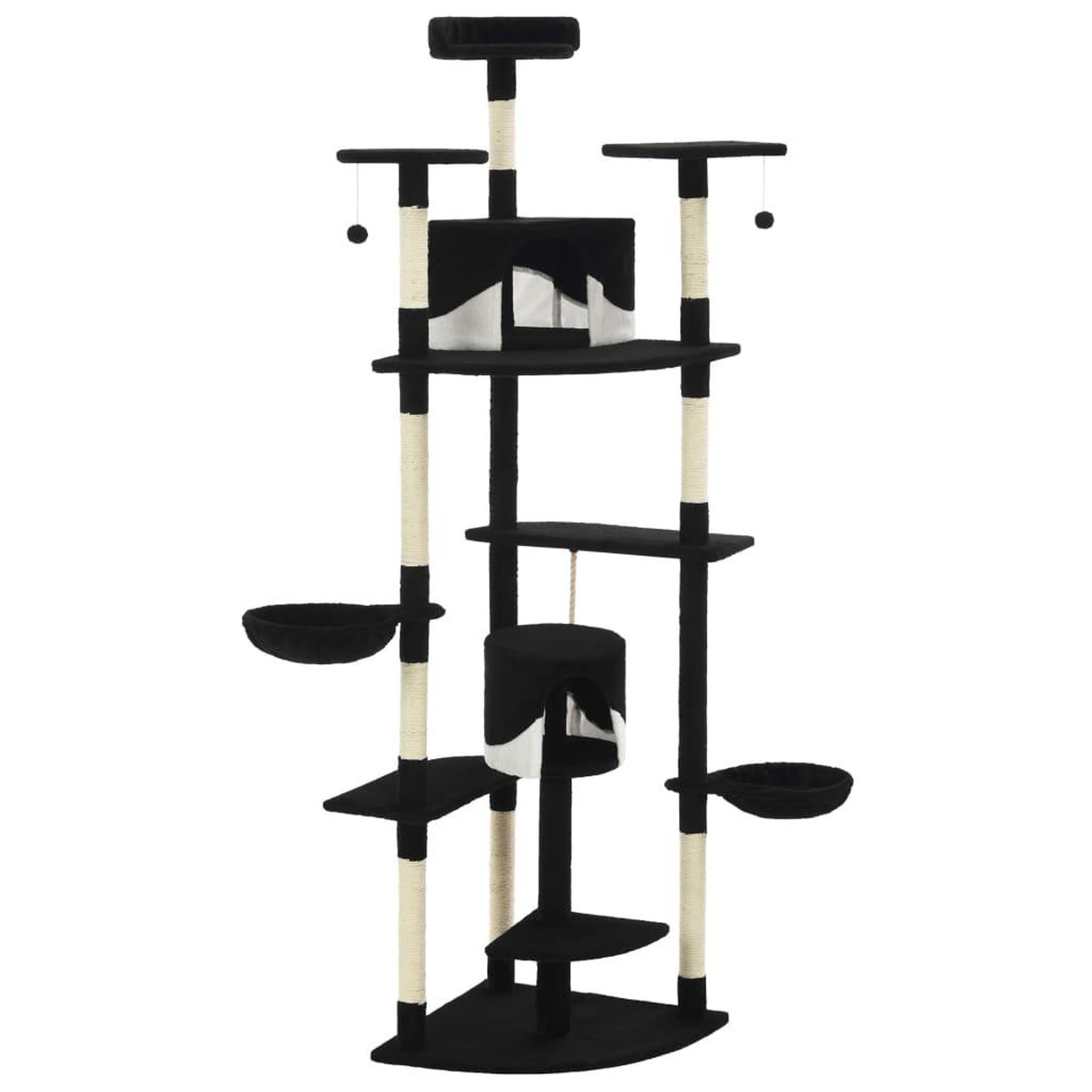 Voir la diapositive 3 : VIDAXL Arbre a chat avec griffoirs en sisal 203 cm noir et blanc