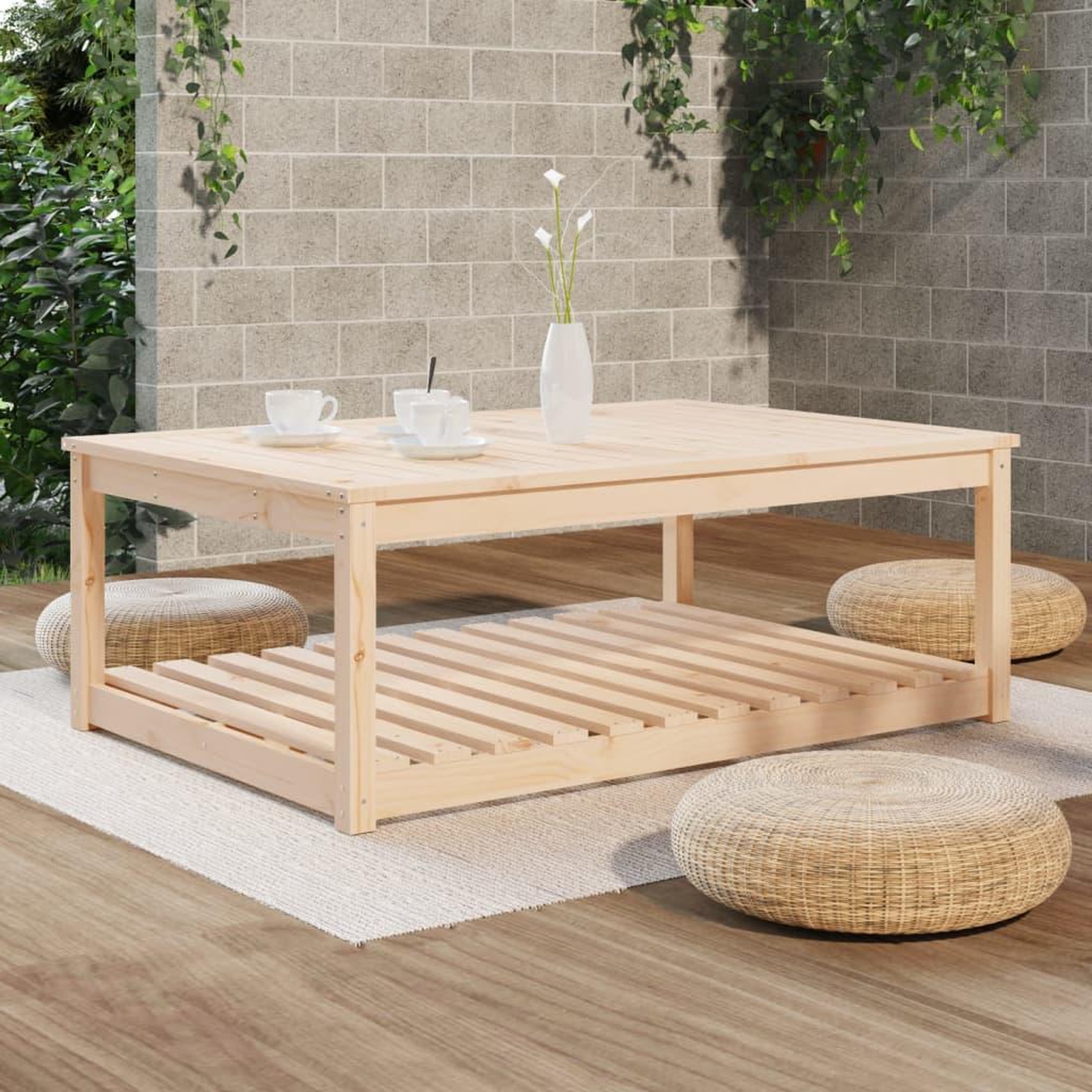 Voir la diapositive 3 : VIDAXL Table de jardin 121x82,5x45 cm bois massif de pin