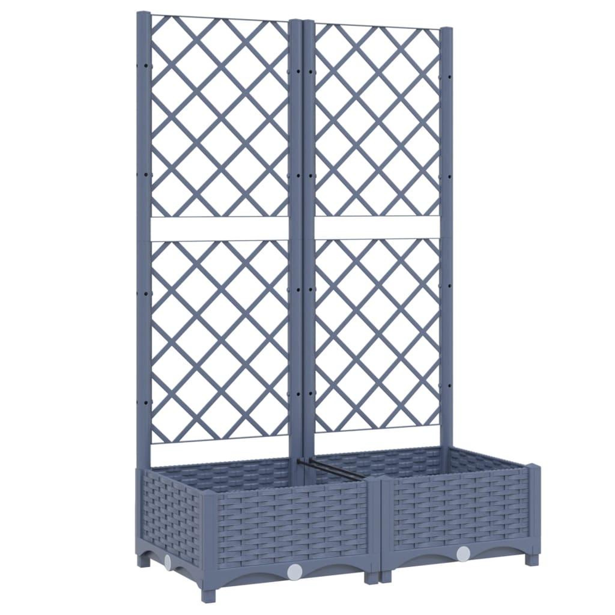 Voir la diapositive 2 : VIDAXL Jardiniere avec treillis bleu gris 80x40x121,5 cm PP