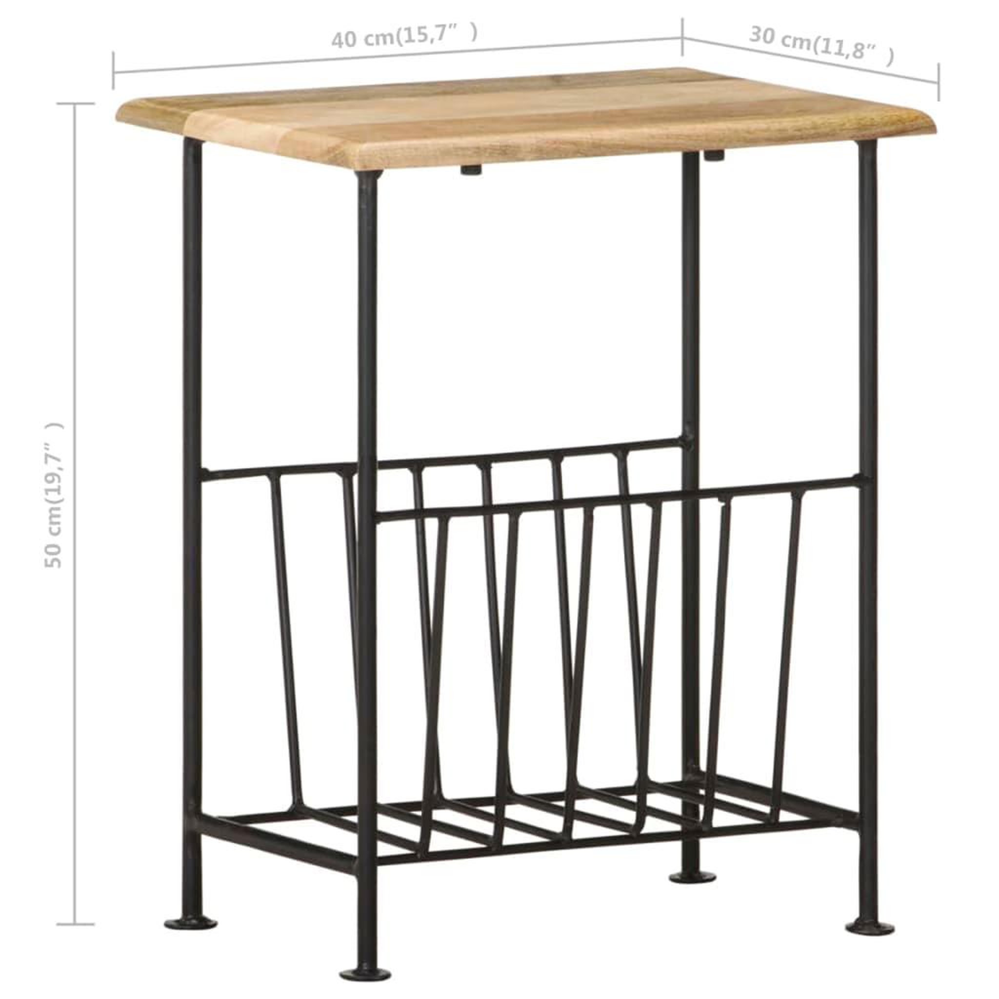 Voir la diapositive 6 : VIDAXL Porte-revues 40x30x50 cm Bois de manguier solide et acier