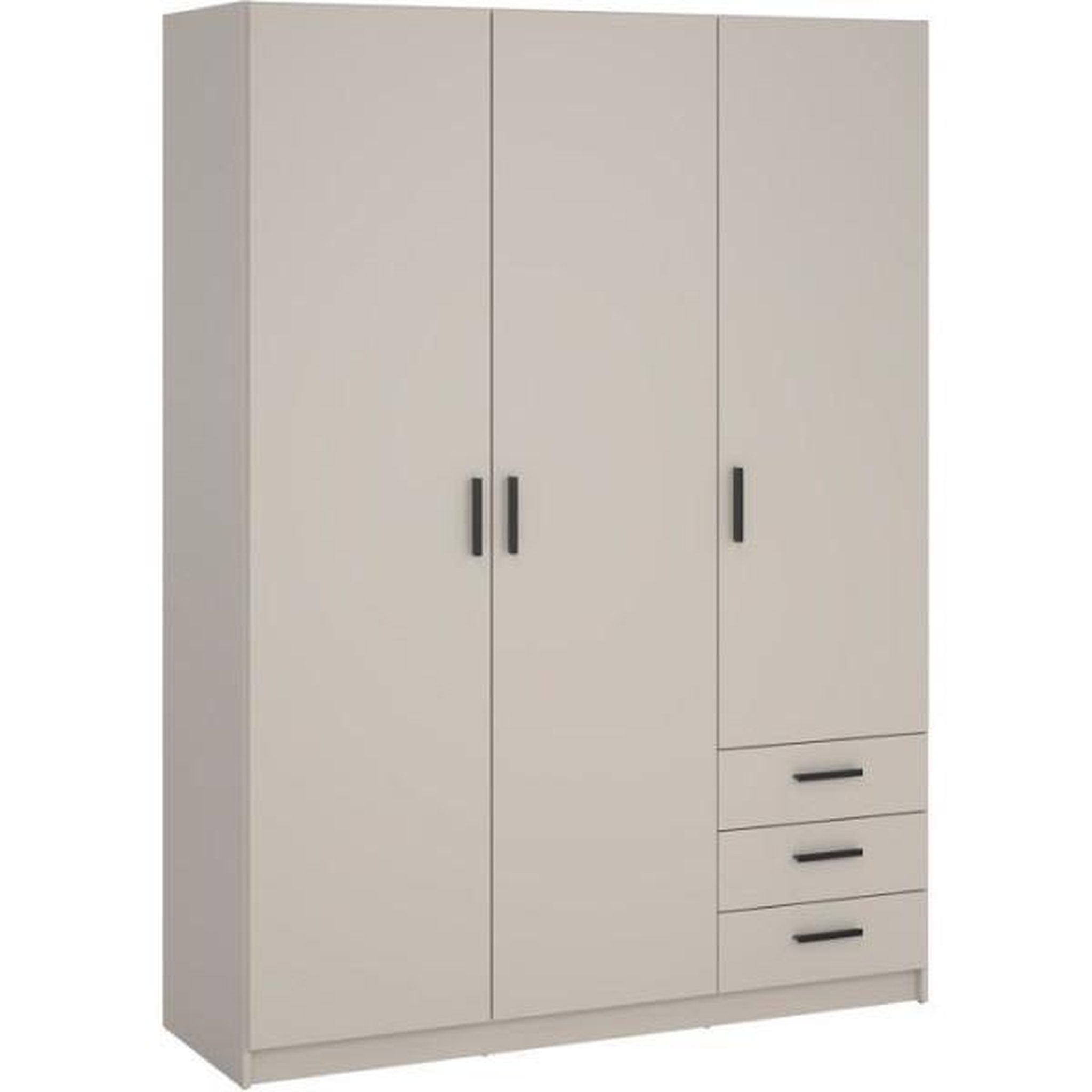 Voir la diapositive 5 : MARKET24 Armoire VEGA - Décor cachemire - 3 portes + 3 tiroirs - L 147 x P 49,8 x H 200,4 cm