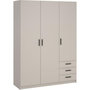 Voir la diapositive 5 : MARKET24 Armoire VEGA - Décor cachemire - 3 portes + 3 tiroirs - L 147 x P 49,8 x H 200,4 cm