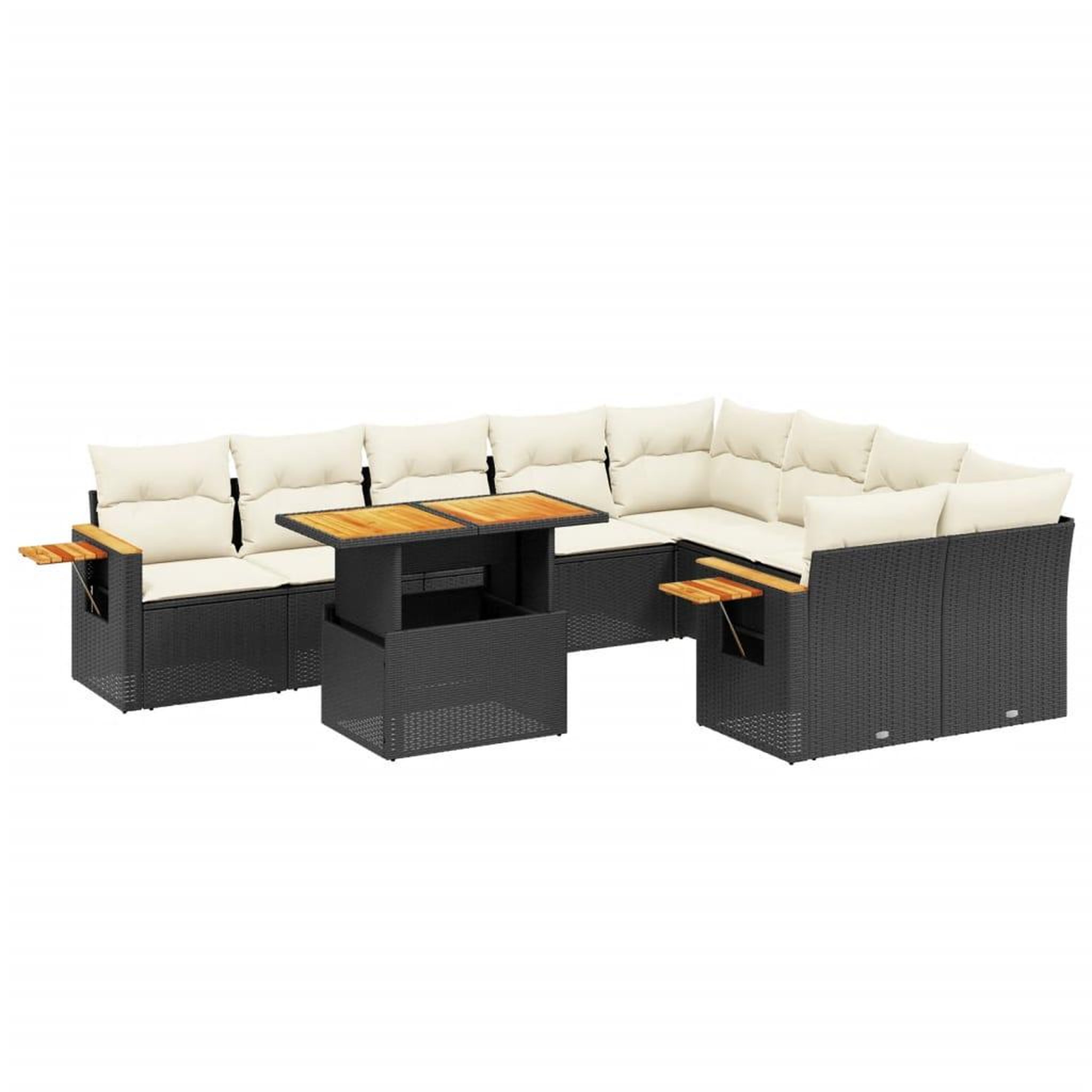 Voir la diapositive 2 : VIDAXL Salon de jardin 10 pcs avec coussins noir resine tressee