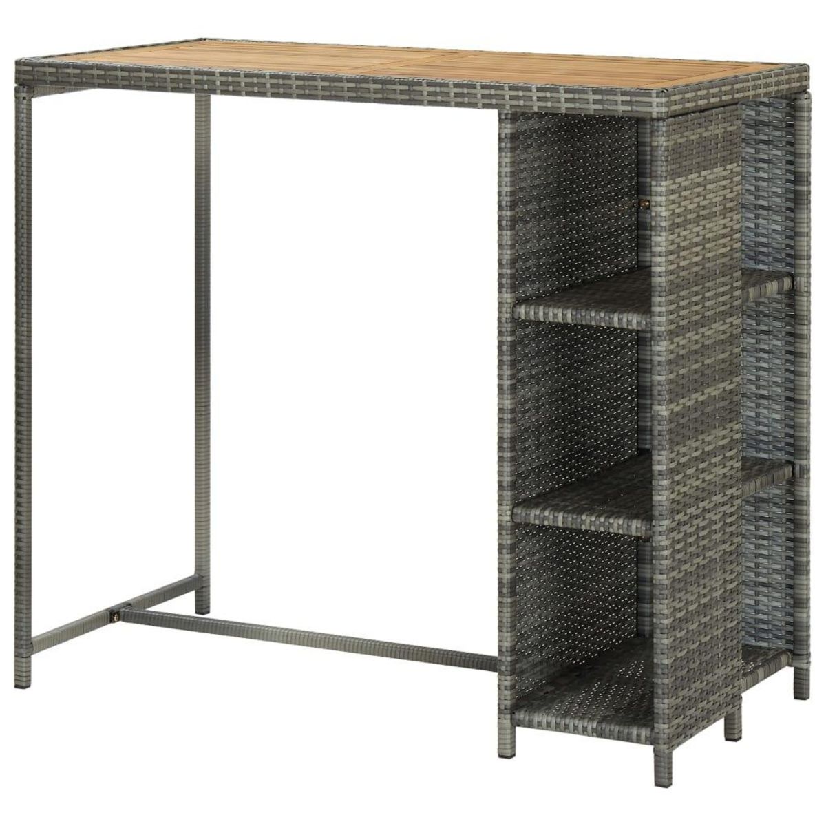 VIDAXL Table de bar avec rangement Gris 120x60x110 cm Resine tressee