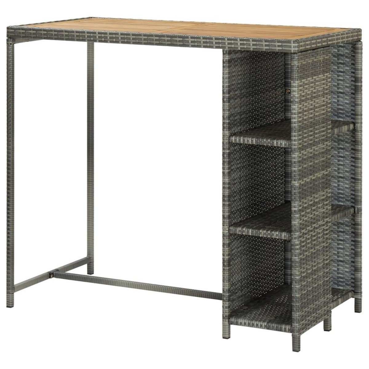 VIDAXL Table de bar avec rangement Gris 120x60x110 cm Resine tressee
