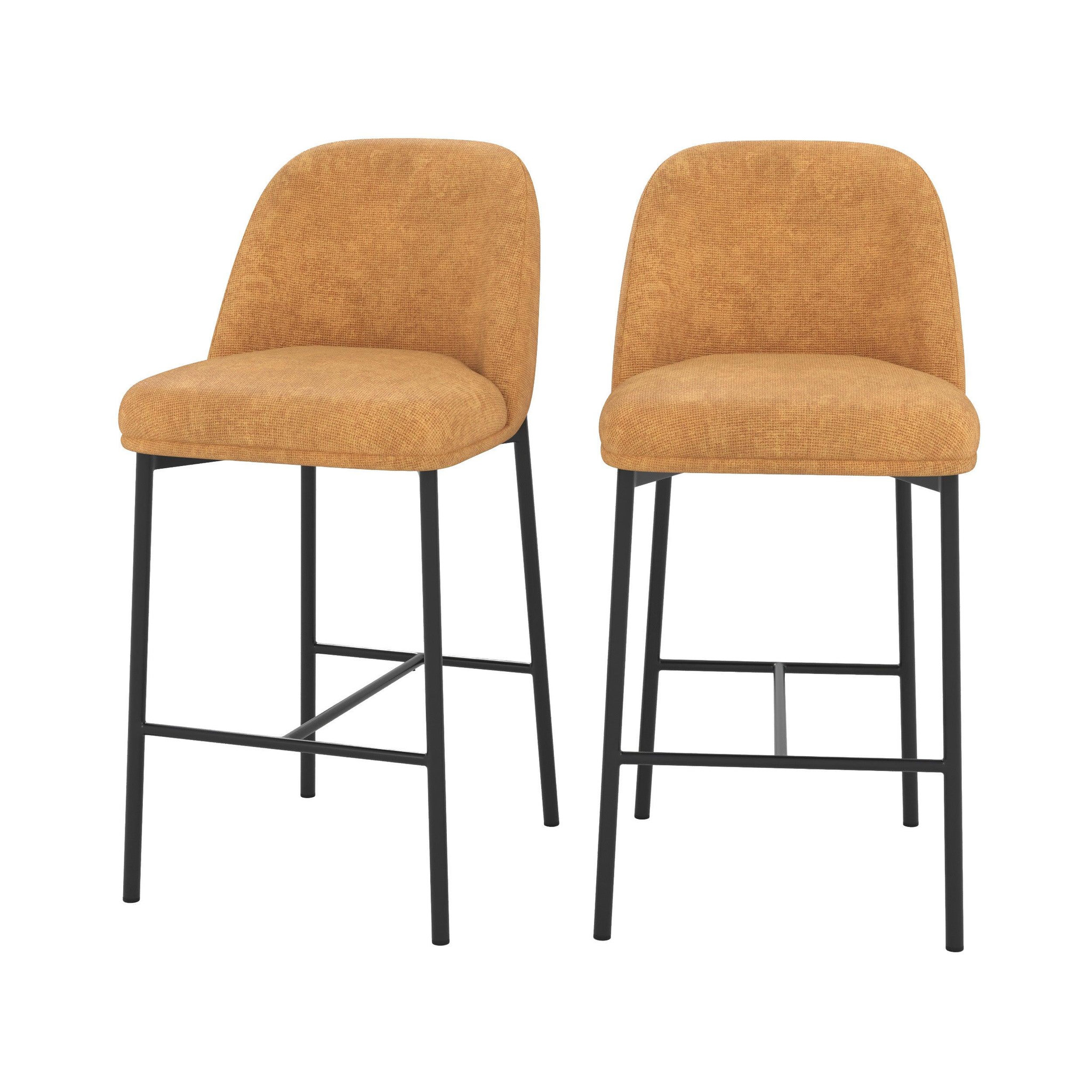 MAISON PAVANE Lot de 2 chaises pour îlot central 67 cm en tissu jaune moutarde-noah